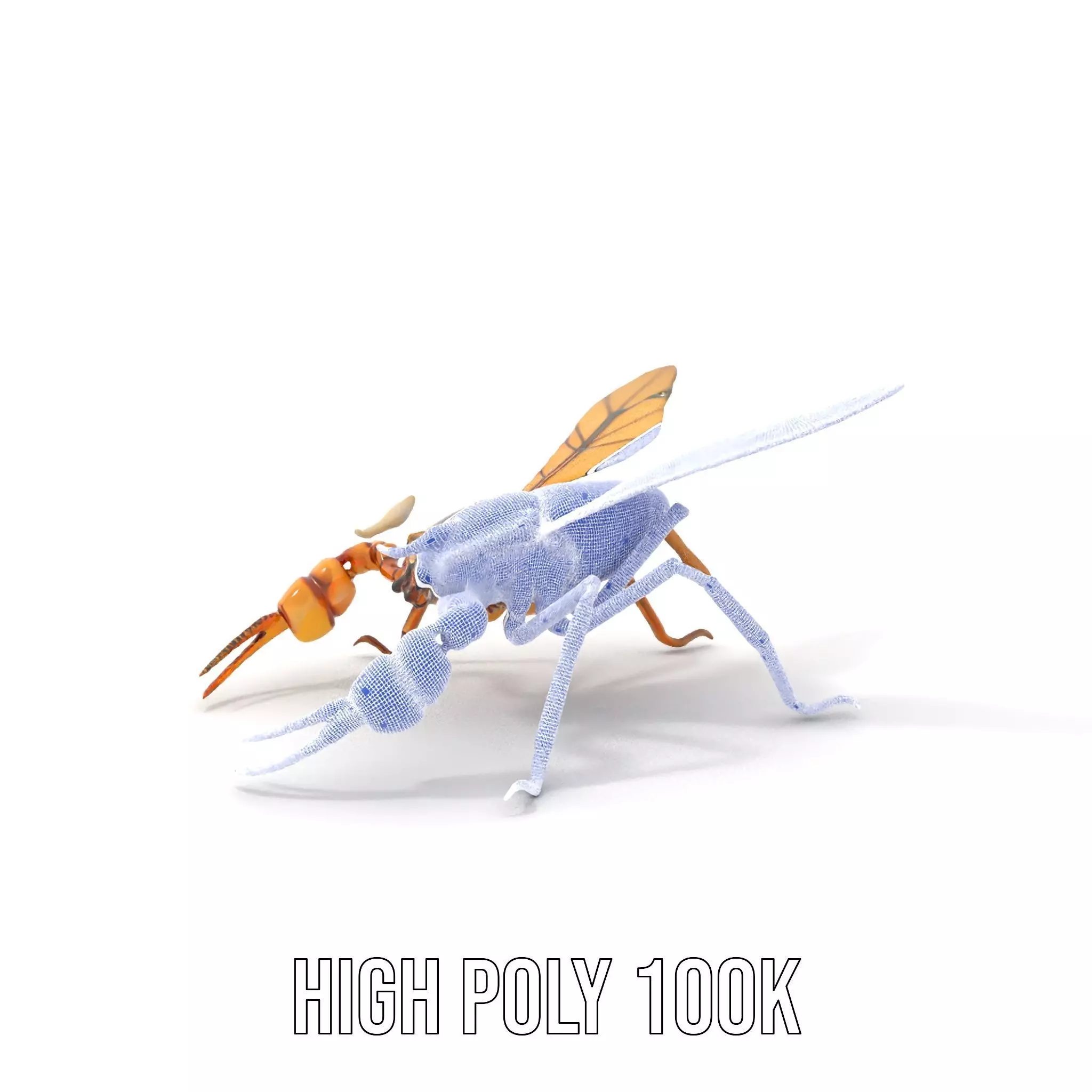 Golden Mechanical Wasp model pack Low-poly 3D model_5