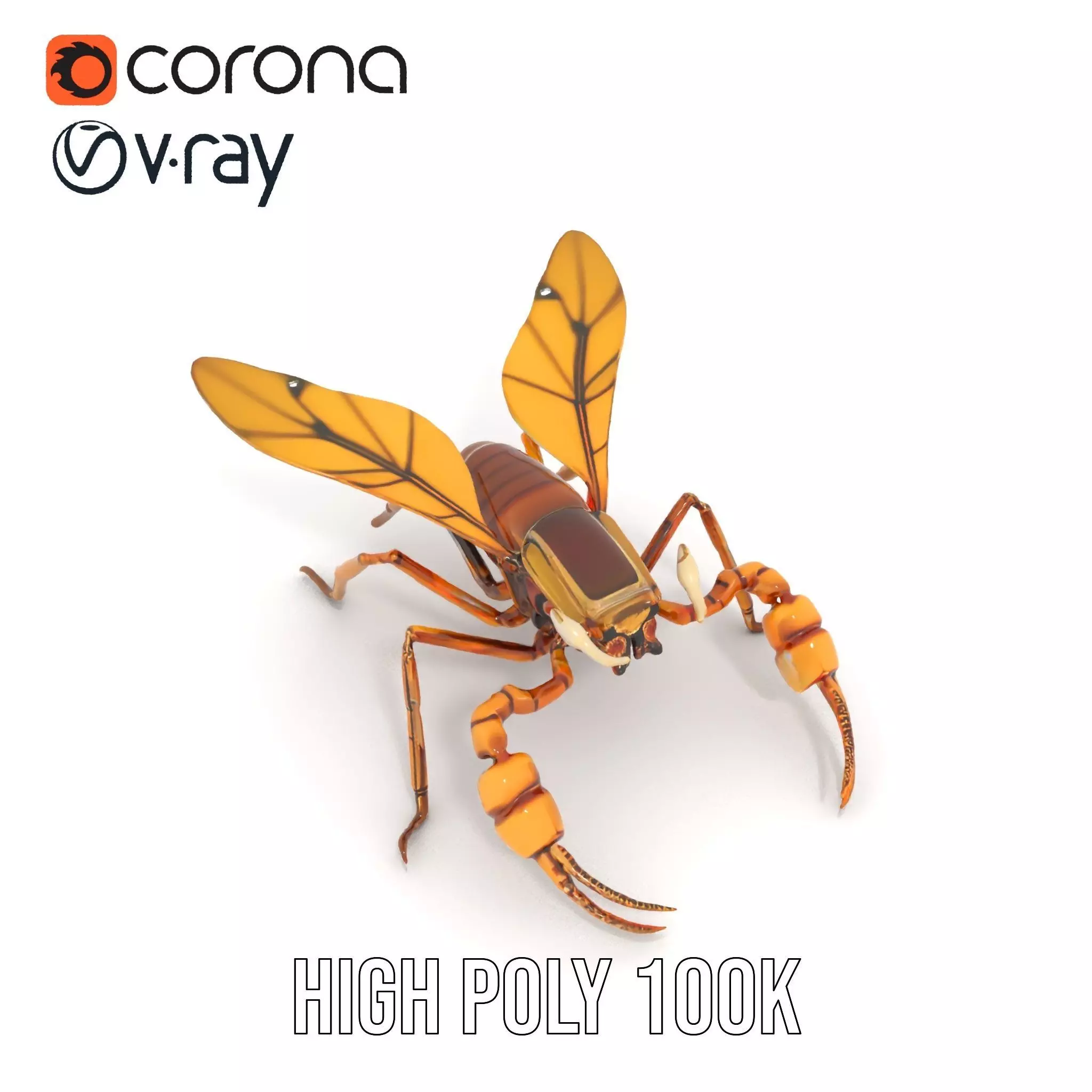 Golden Mechanical Wasp model pack Low-poly 3D model_18