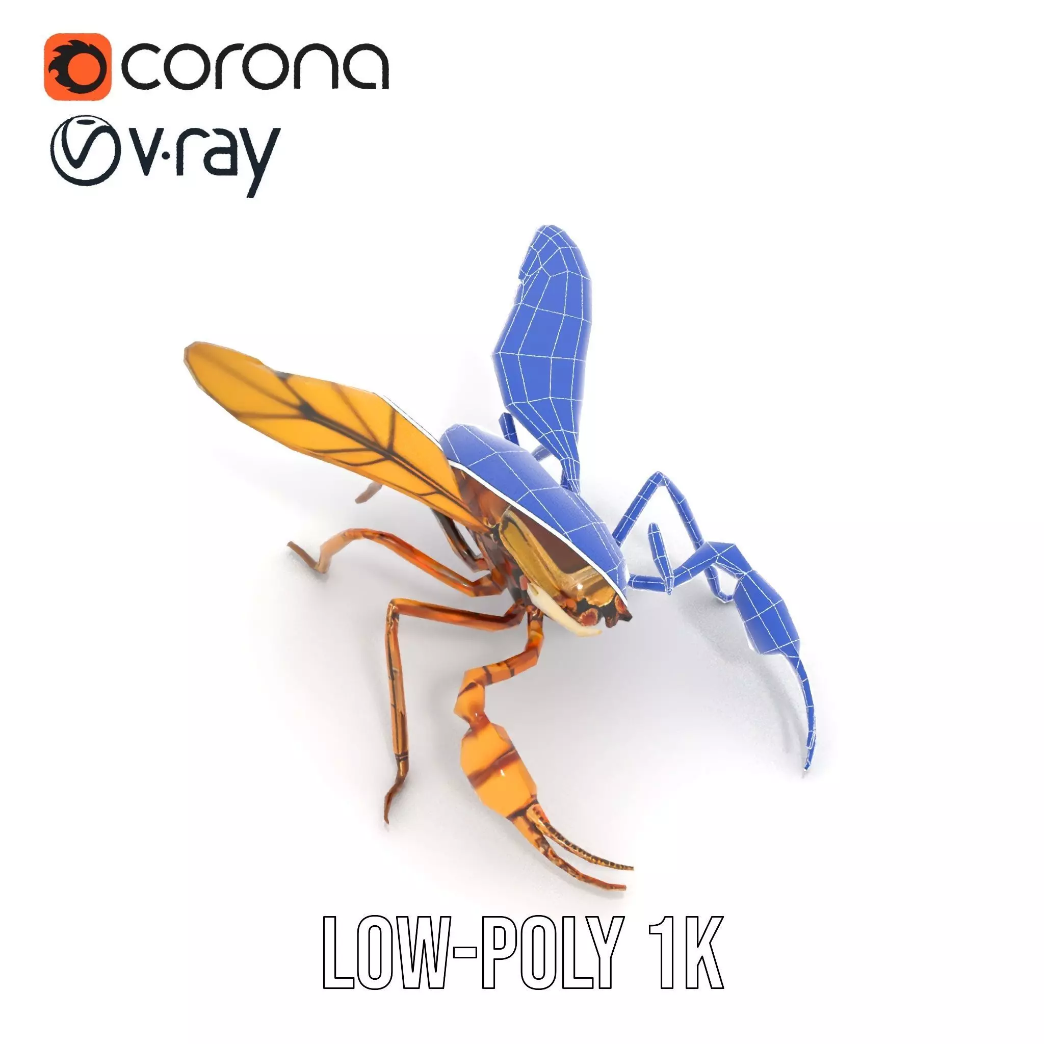 Golden Mechanical Wasp model pack Low-poly 3D model_23