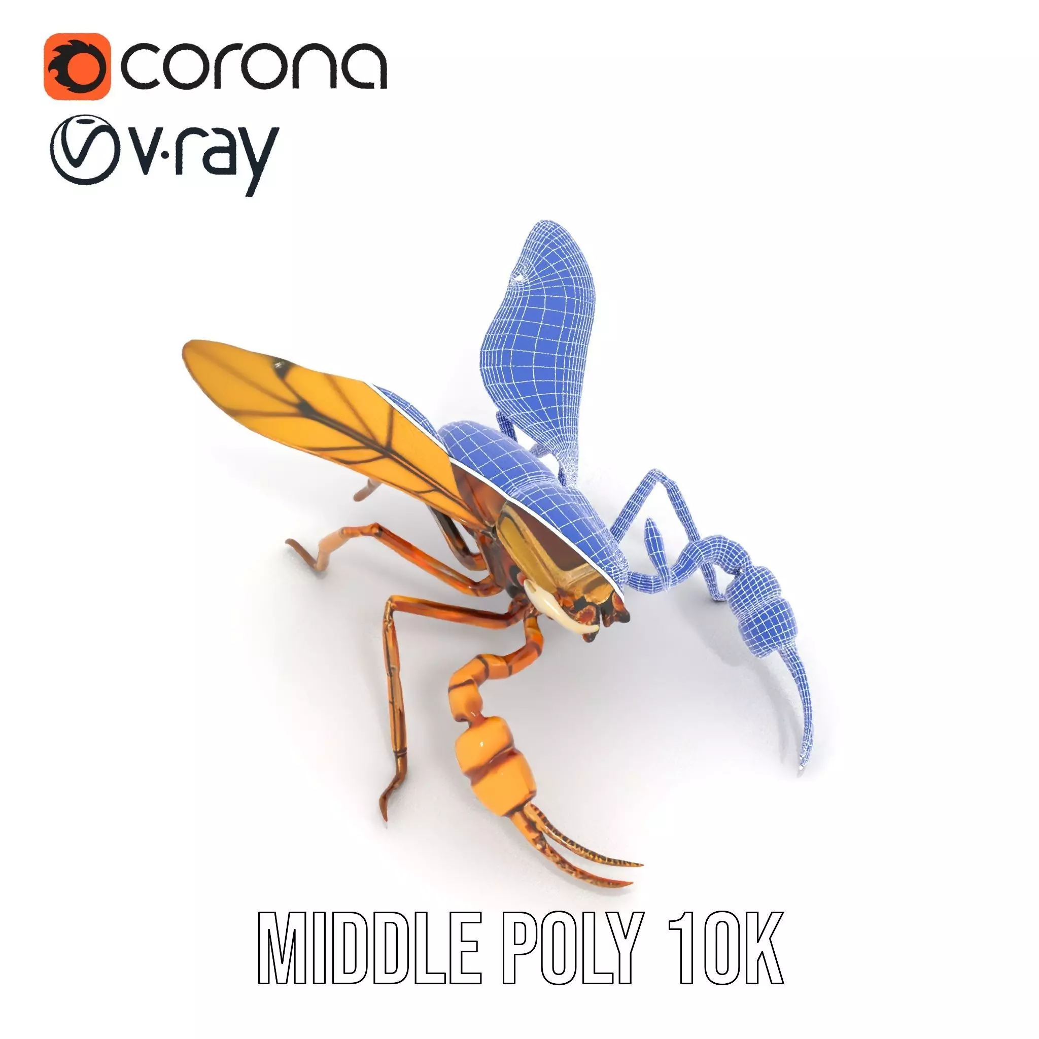 Golden Mechanical Wasp model pack Low-poly 3D model_19