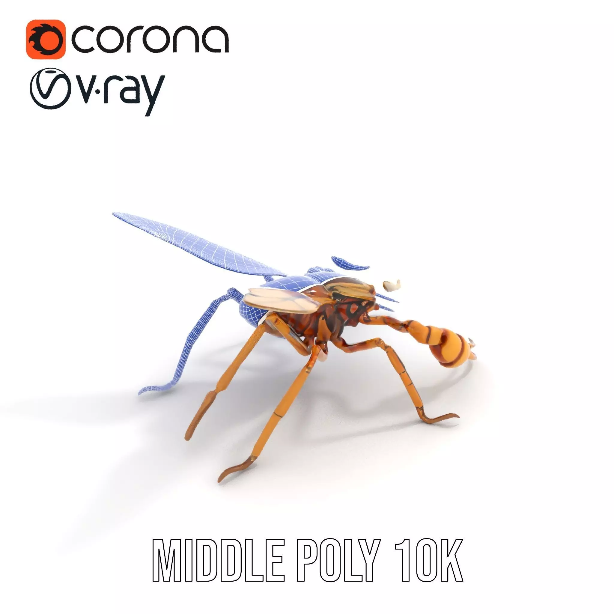 Golden Mechanical Wasp model pack Low-poly 3D model_28