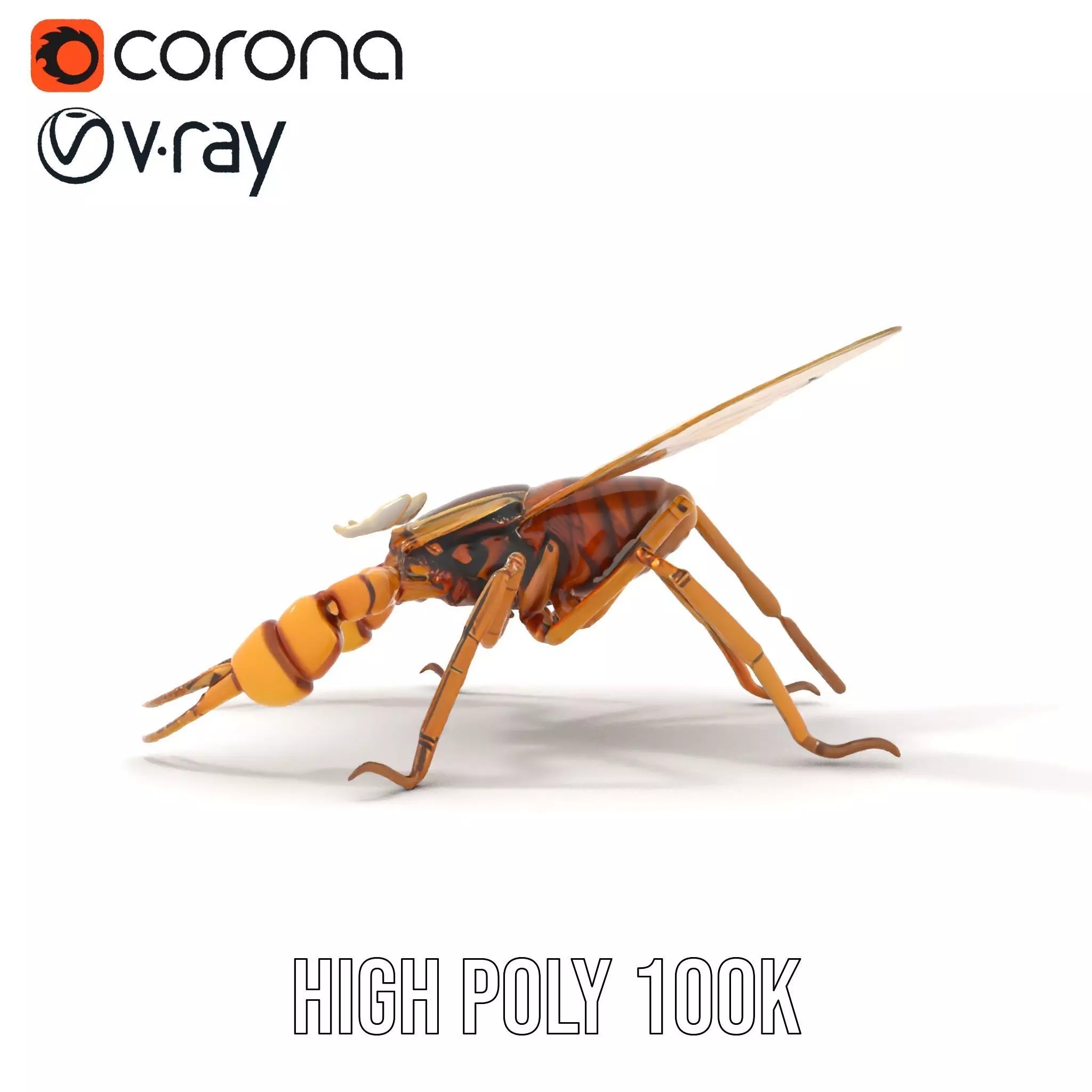 Golden Mechanical Wasp model pack Low-poly 3D model_33