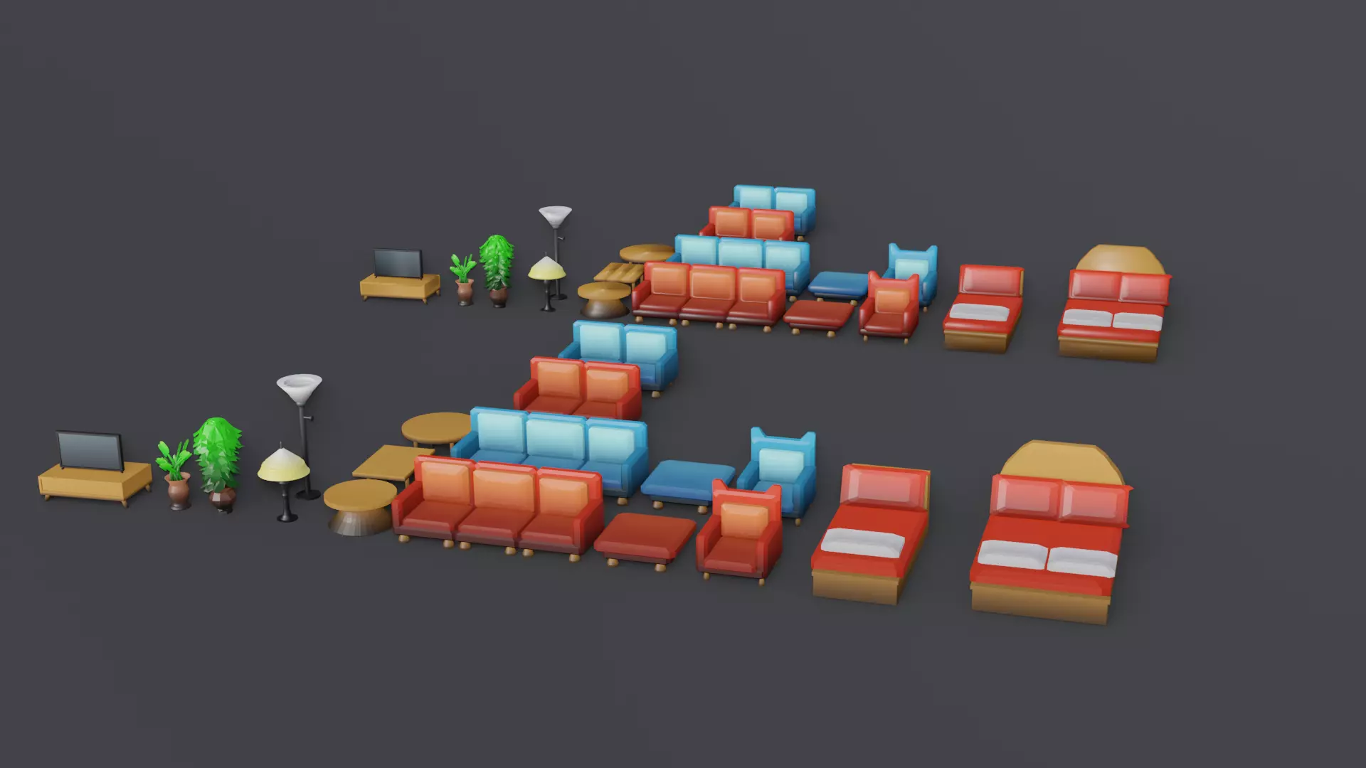 Low Poly Furniture Pack Low-poly 3D model_0