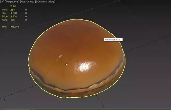 Hamburger Bun M01 Low-poly 3D model 3