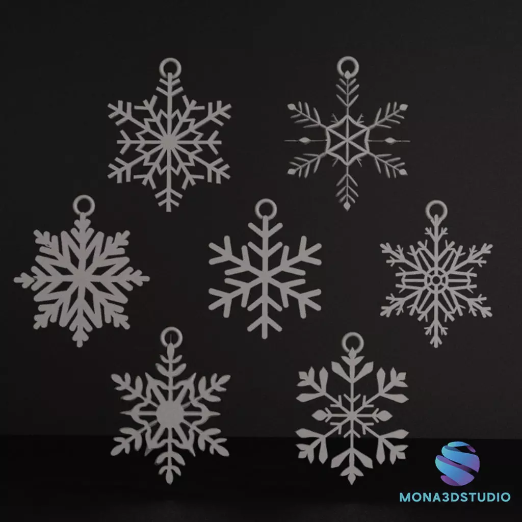 7 Printable Snowflakes - Christmas Tree Decorations 3D print model_1