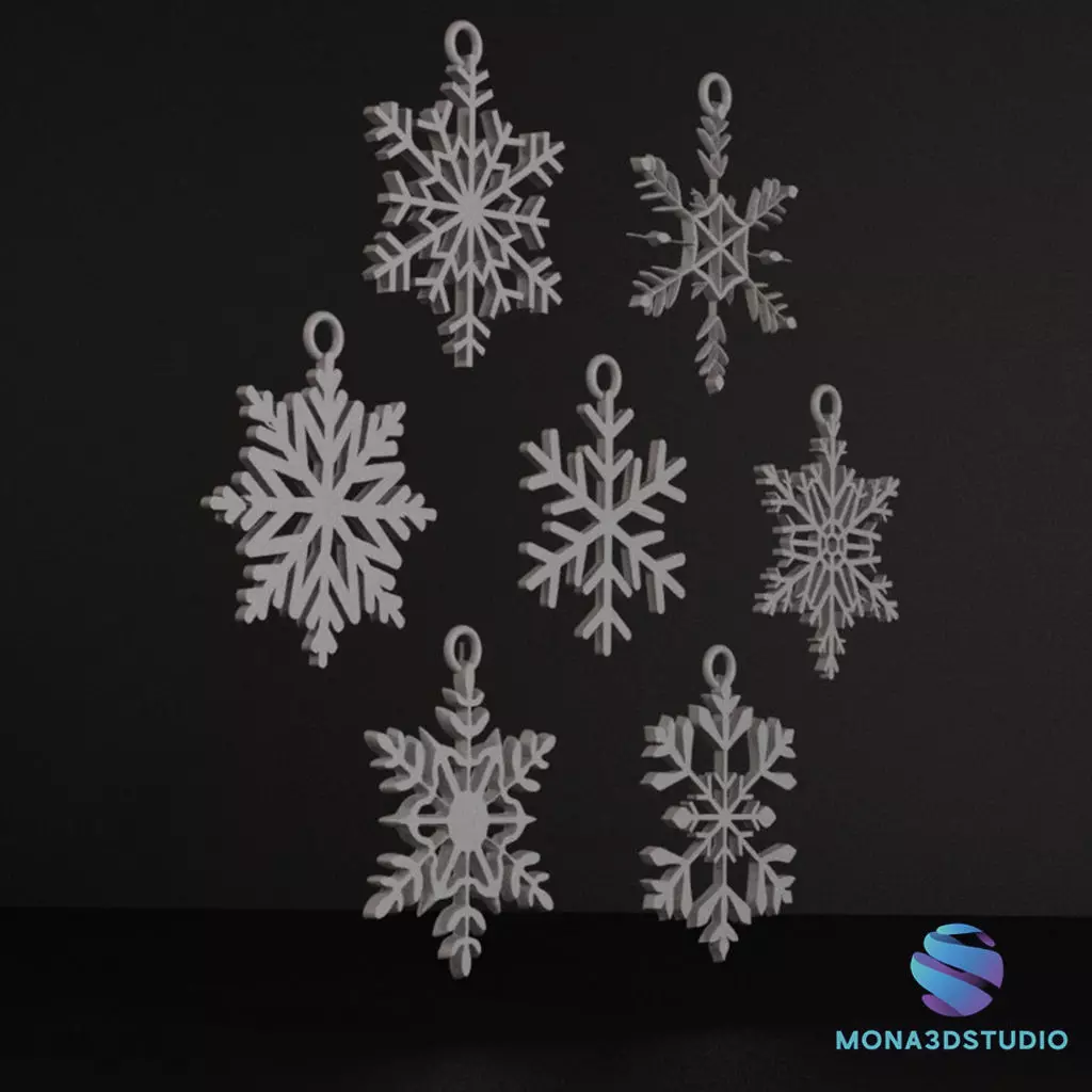 7 Printable Snowflakes - Christmas Tree Decorations 3D print model_2