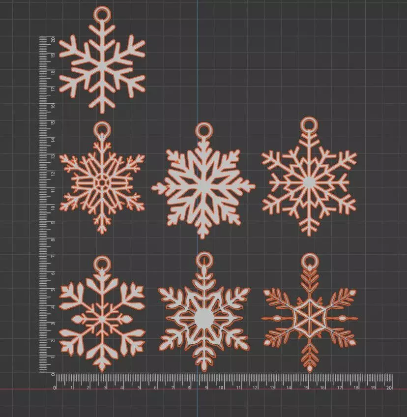 7 Printable Snowflakes - Christmas Tree Decorations 3D print model_3