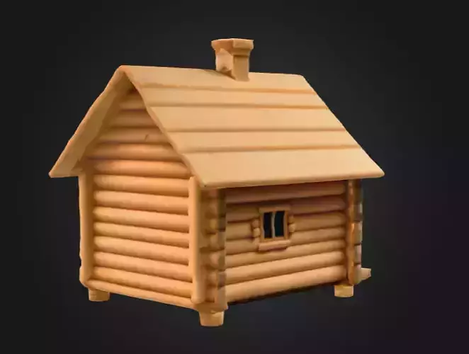 Cozy Log Cabin Low-poly 3D model 5