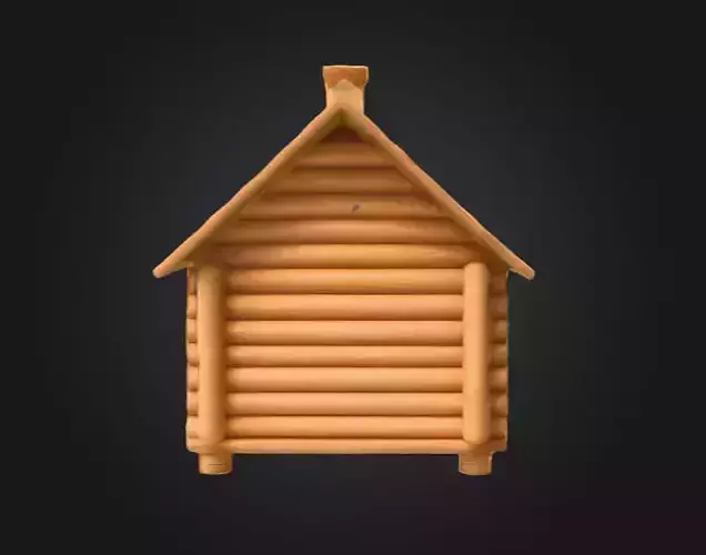 Cozy Log Cabin Low-poly 3D model 6