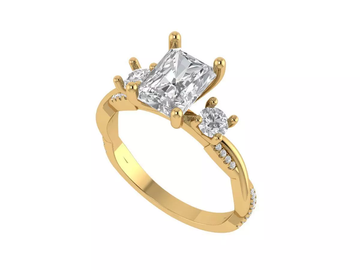 RADIANT SOLITAIRE ENGAGEMENT RING 3D print model_2