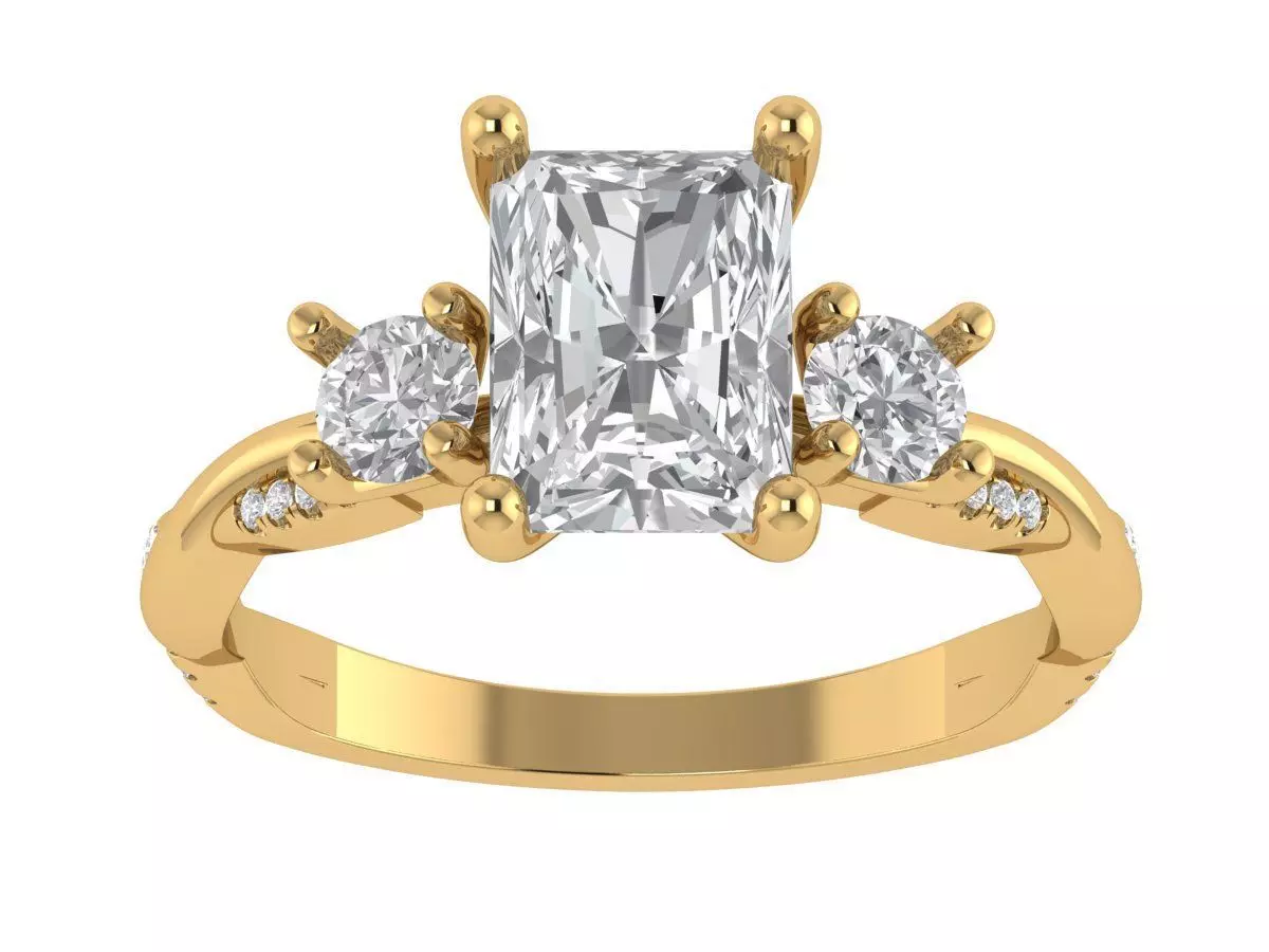 RADIANT SOLITAIRE ENGAGEMENT RING 3D print model_4