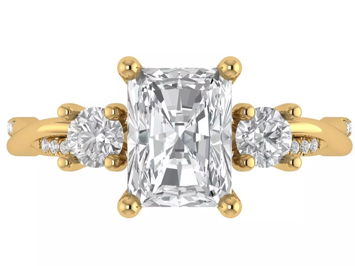 RADIANT SOLITAIRE ENGAGEMENT RING 3D print model_1