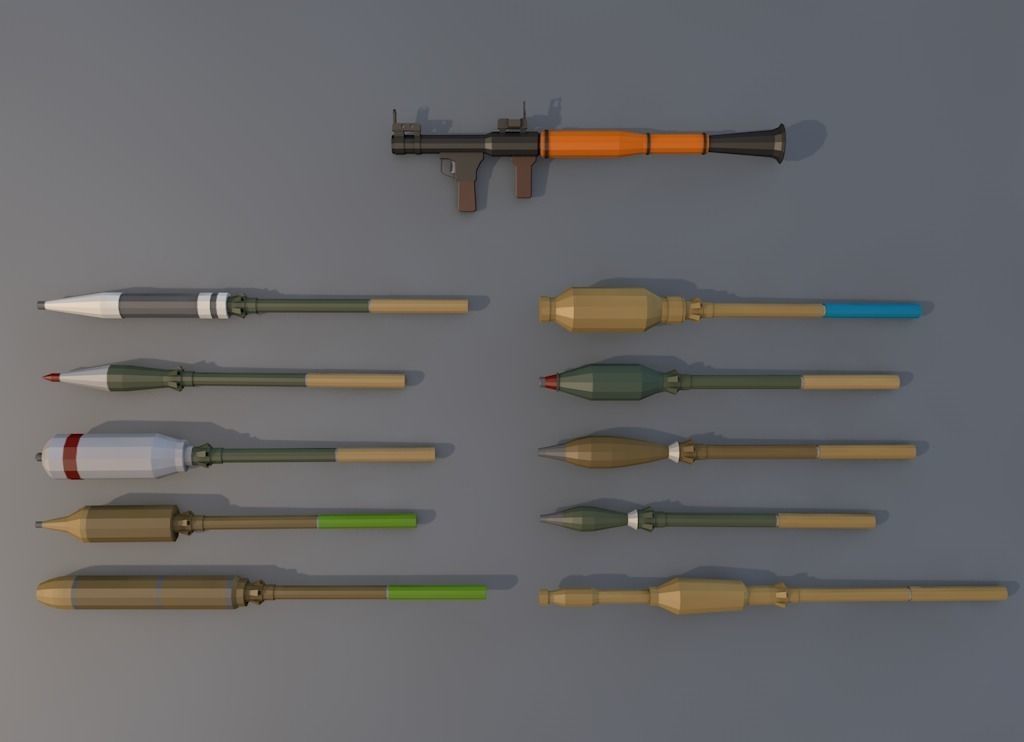 Low Poly RPG-7 Low-poly 3D model_5