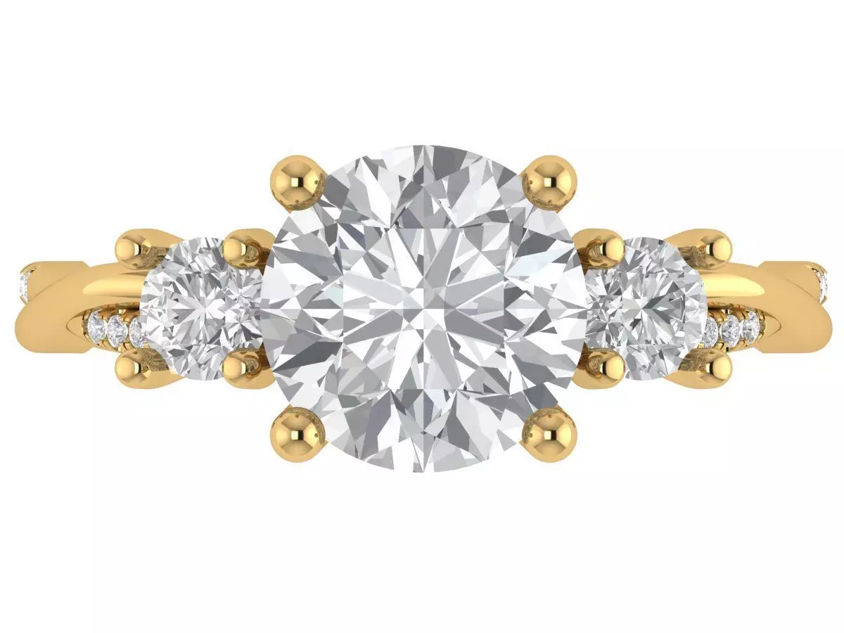 ROUND SOLITAIRE ENGAGEMENT RING 3D print model_1