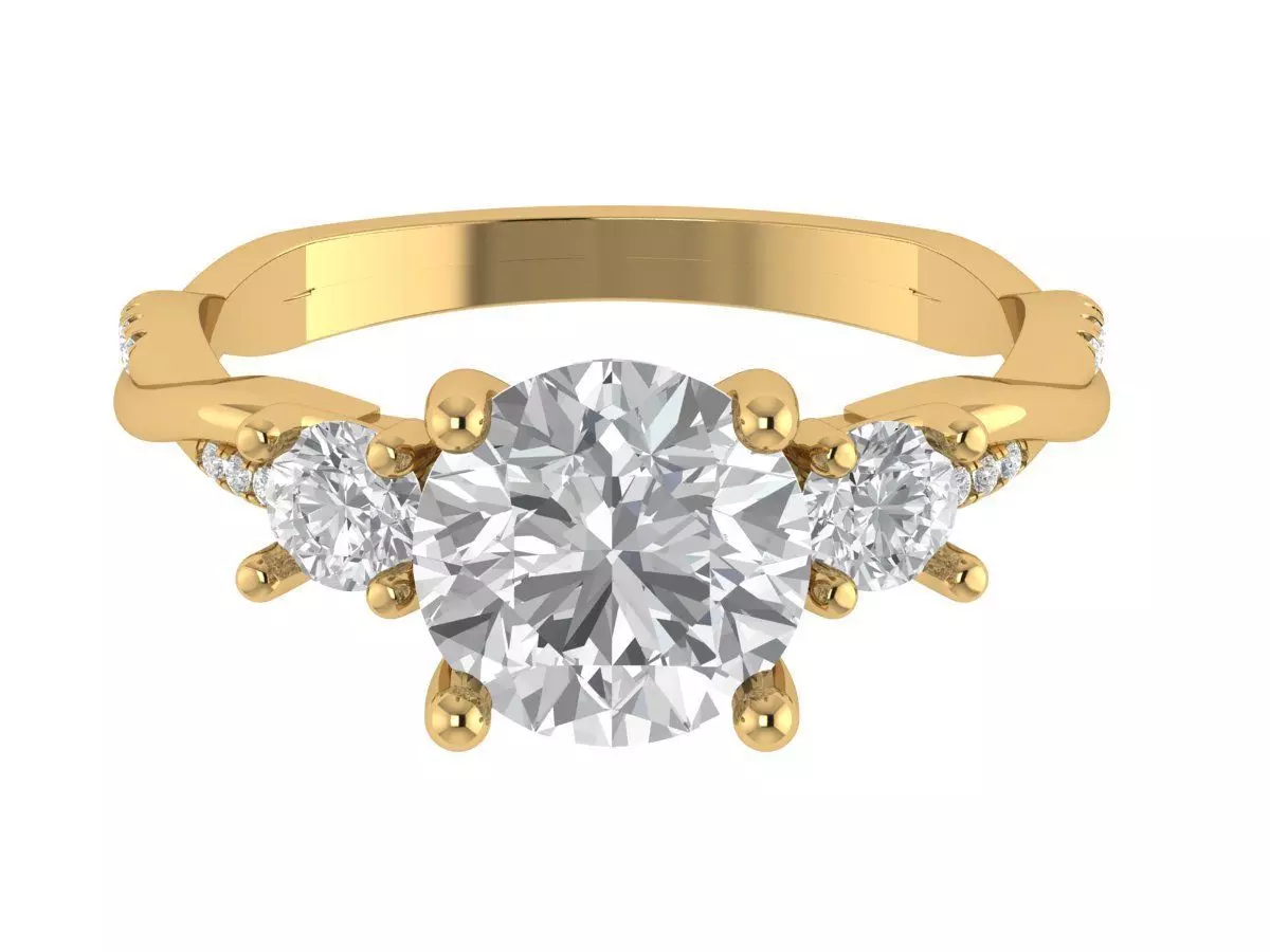 ROUND SOLITAIRE ENGAGEMENT RING 3D print model_0