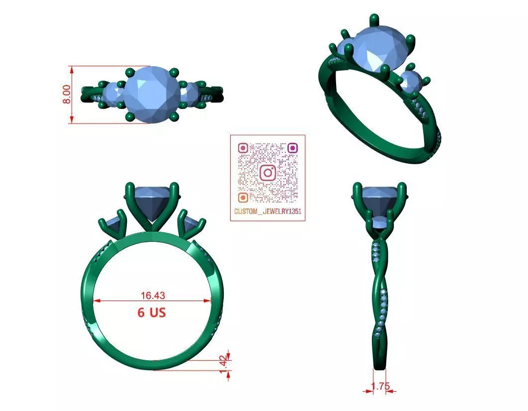 ROUND SOLITAIRE ENGAGEMENT RING 3D print model_6