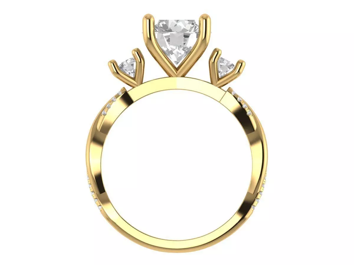 ROUND SOLITAIRE ENGAGEMENT RING 3D print model_4