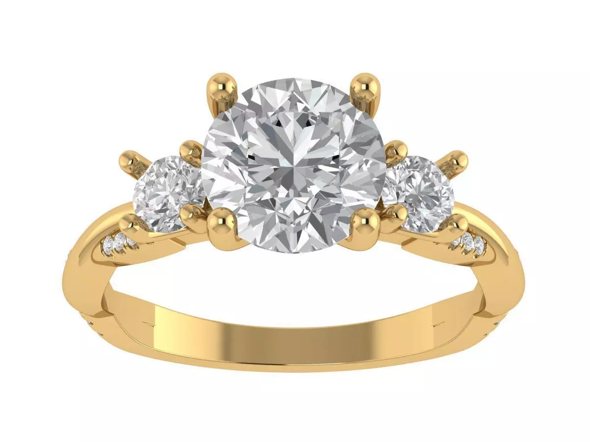 ROUND SOLITAIRE ENGAGEMENT RING 3D print model_5