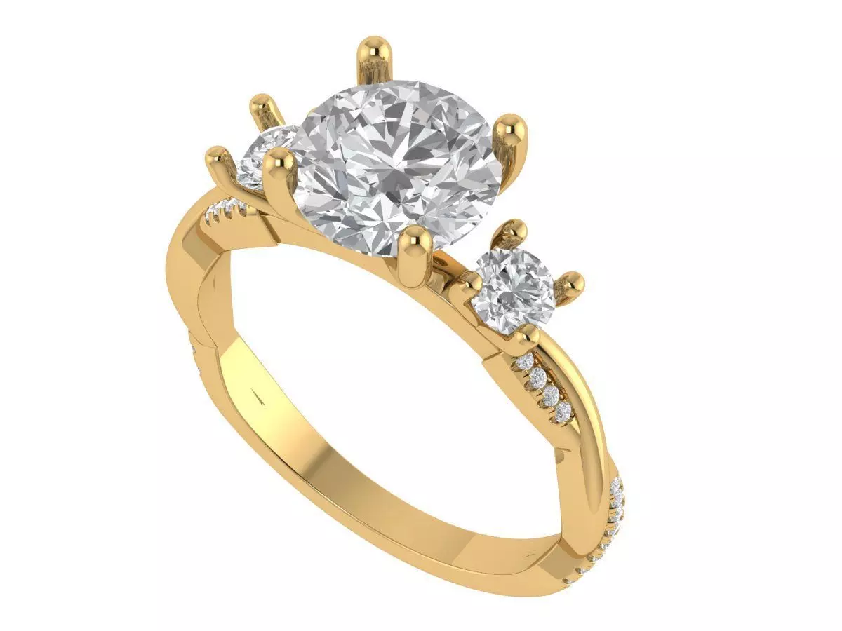 ROUND SOLITAIRE ENGAGEMENT RING 3D print model_2