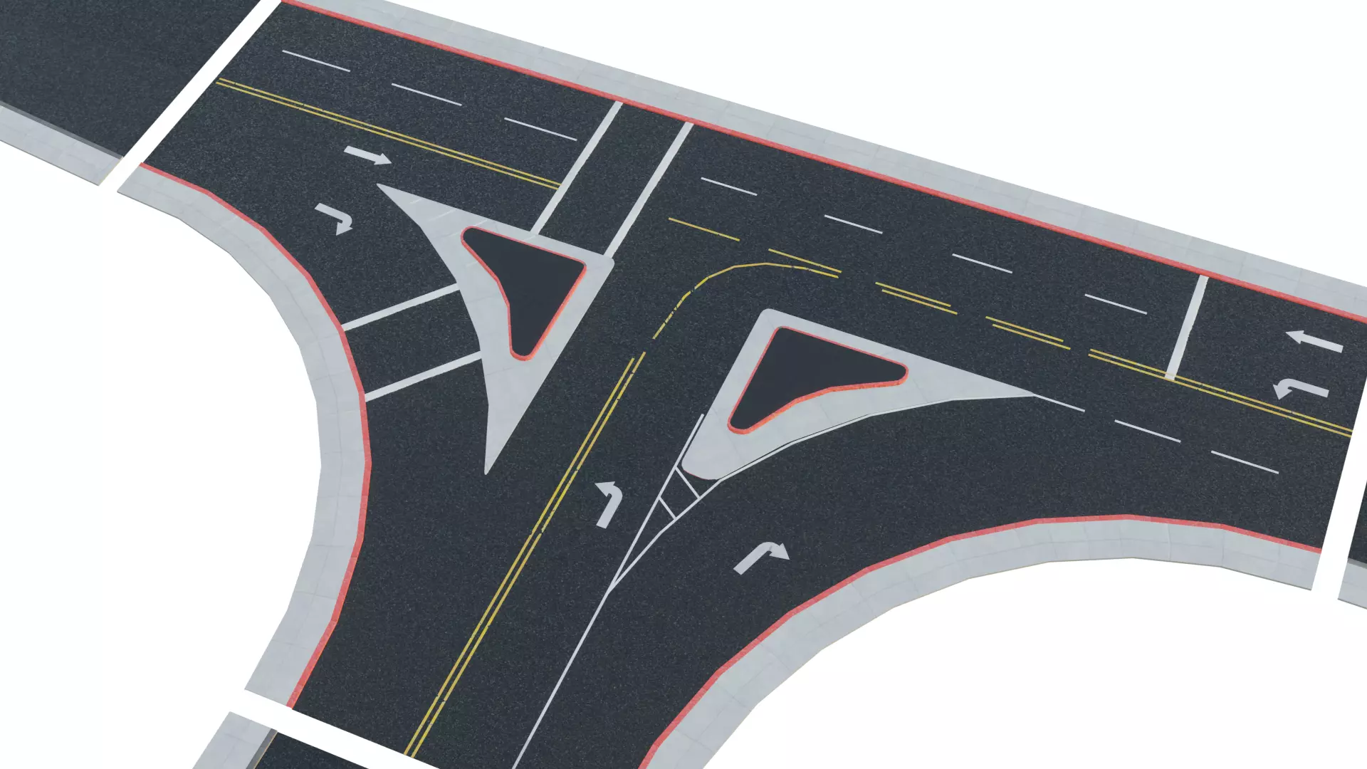 Modular Road Pack With 2k Textures Low-poly 3D model_11