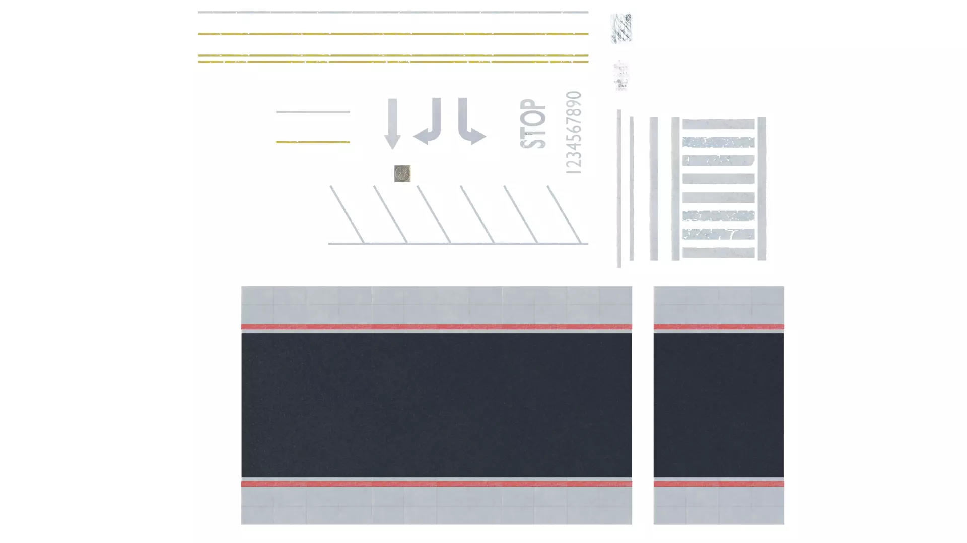 Modular Road Pack With 2k Textures Low-poly 3D model_5