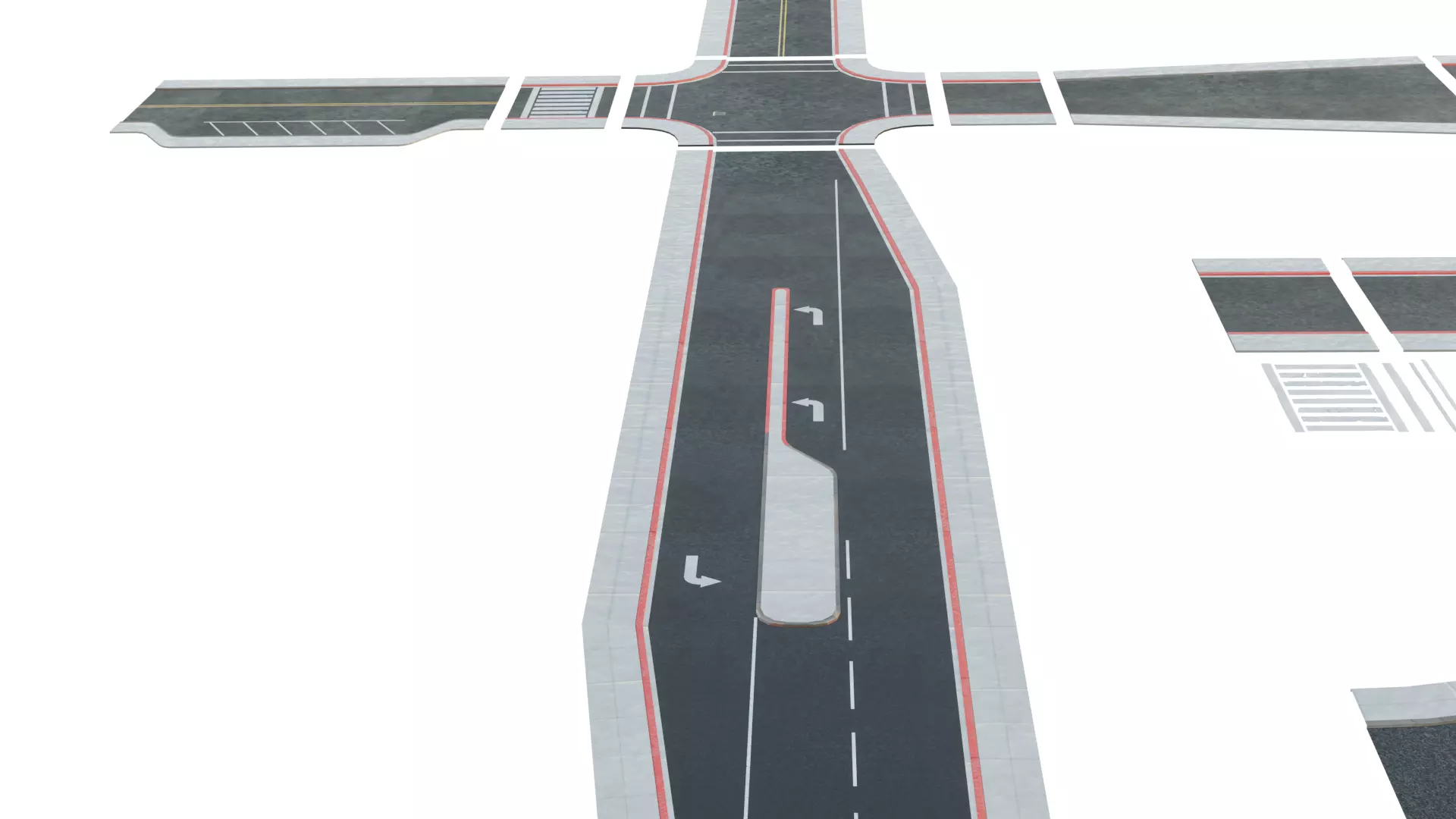 Modular Road Pack With 2k Textures Low-poly 3D model_8