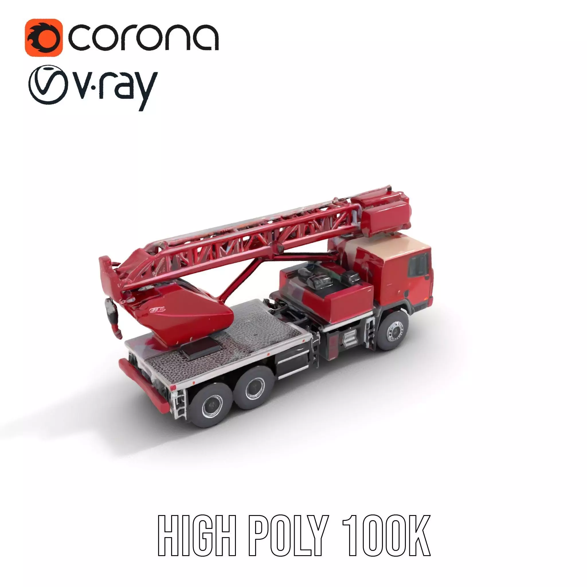Red Crane Truck model pack Low-poly 3D model_16