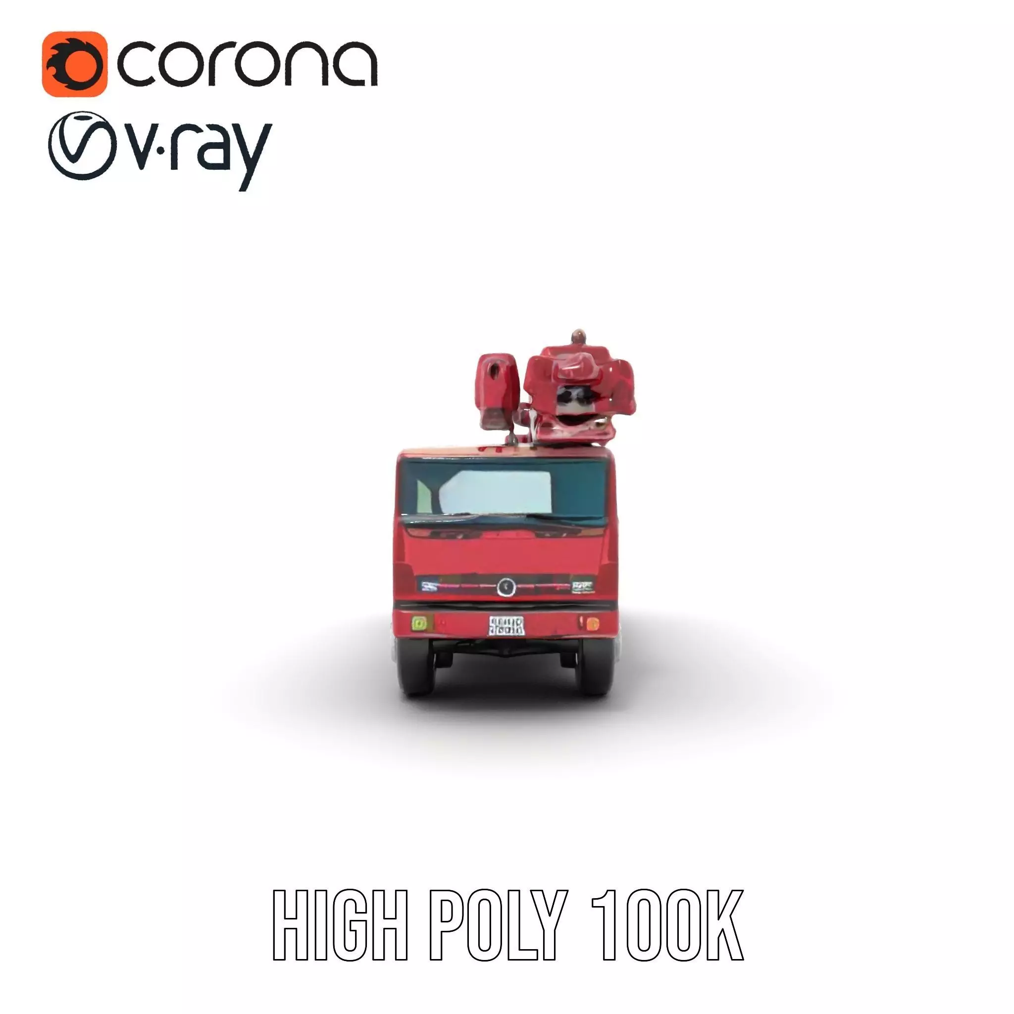 Red Crane Truck model pack Low-poly 3D model_24