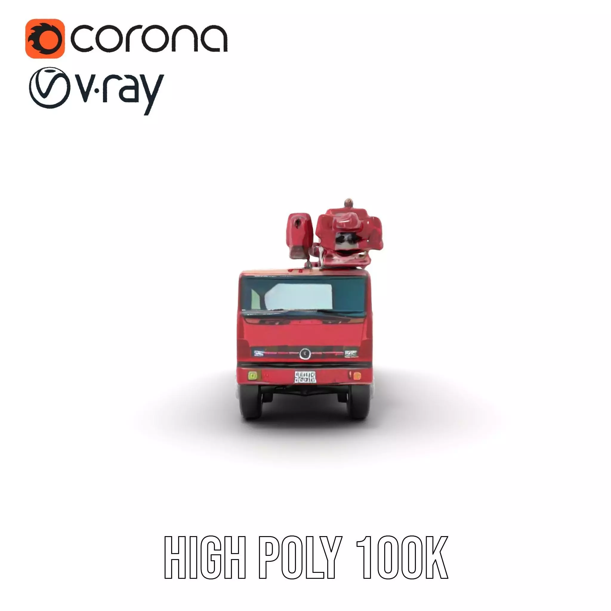Red Crane Truck model pack Low-poly 3D model_20