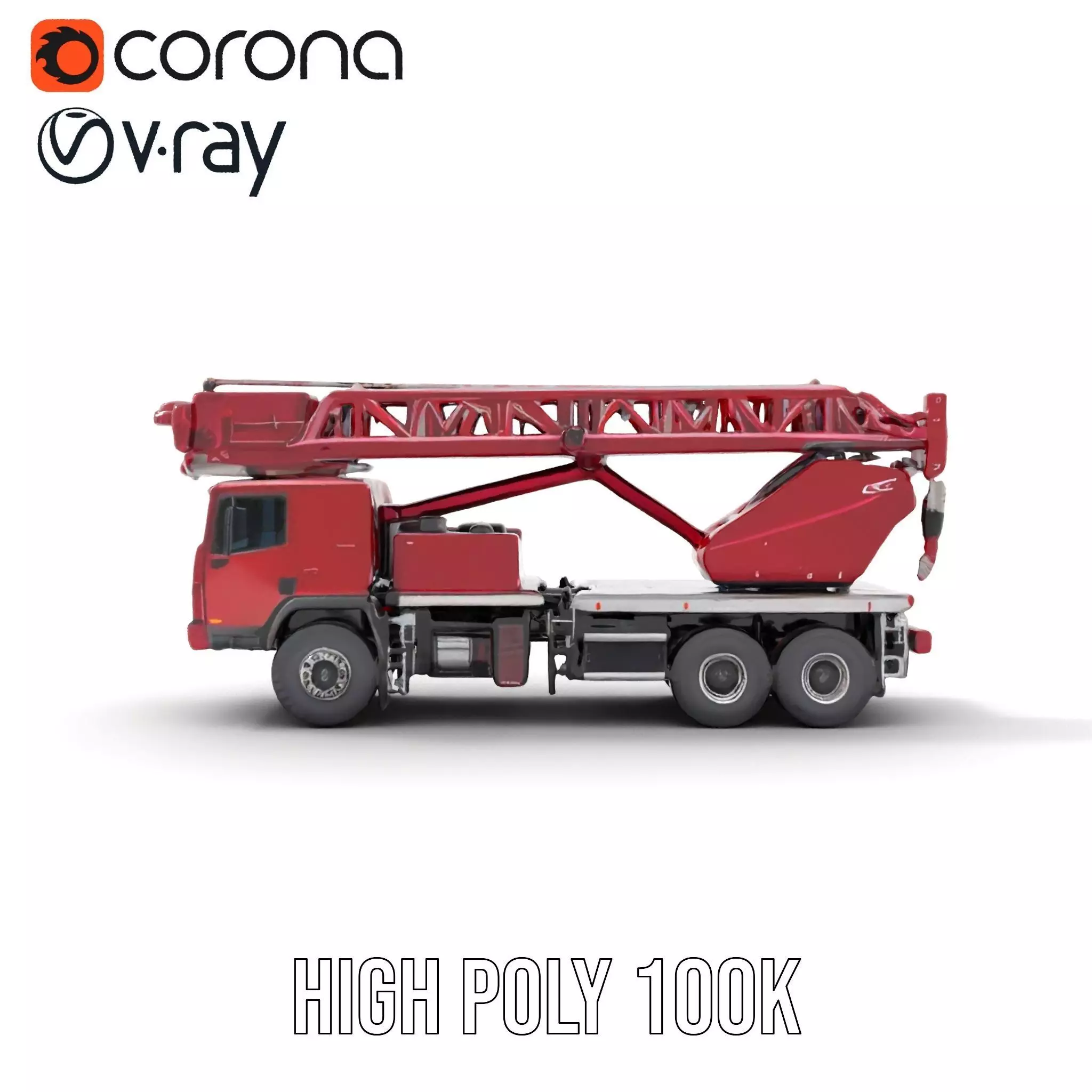 Red Crane Truck model pack Low-poly 3D model_27