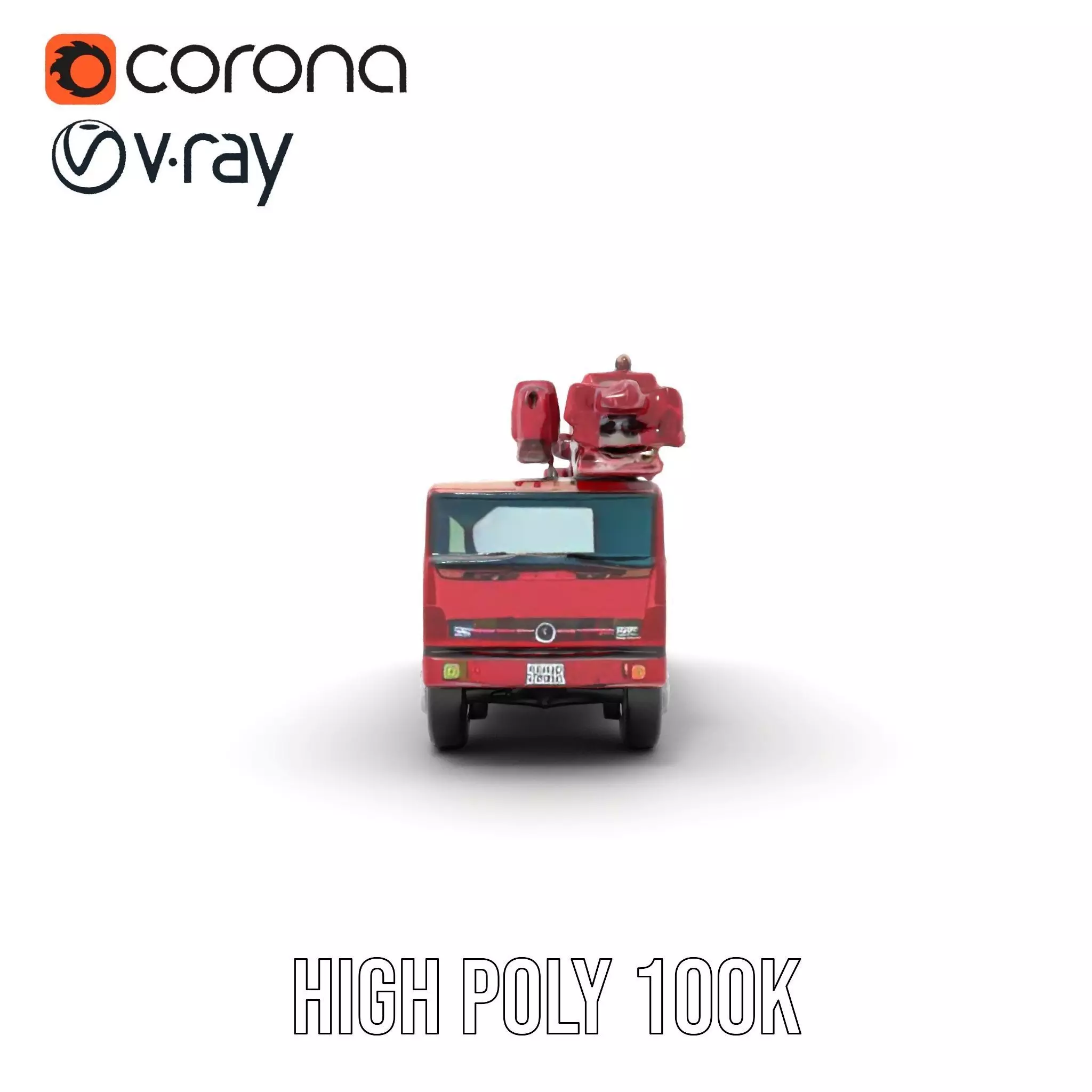 Red Crane Truck model pack Low-poly 3D model_18