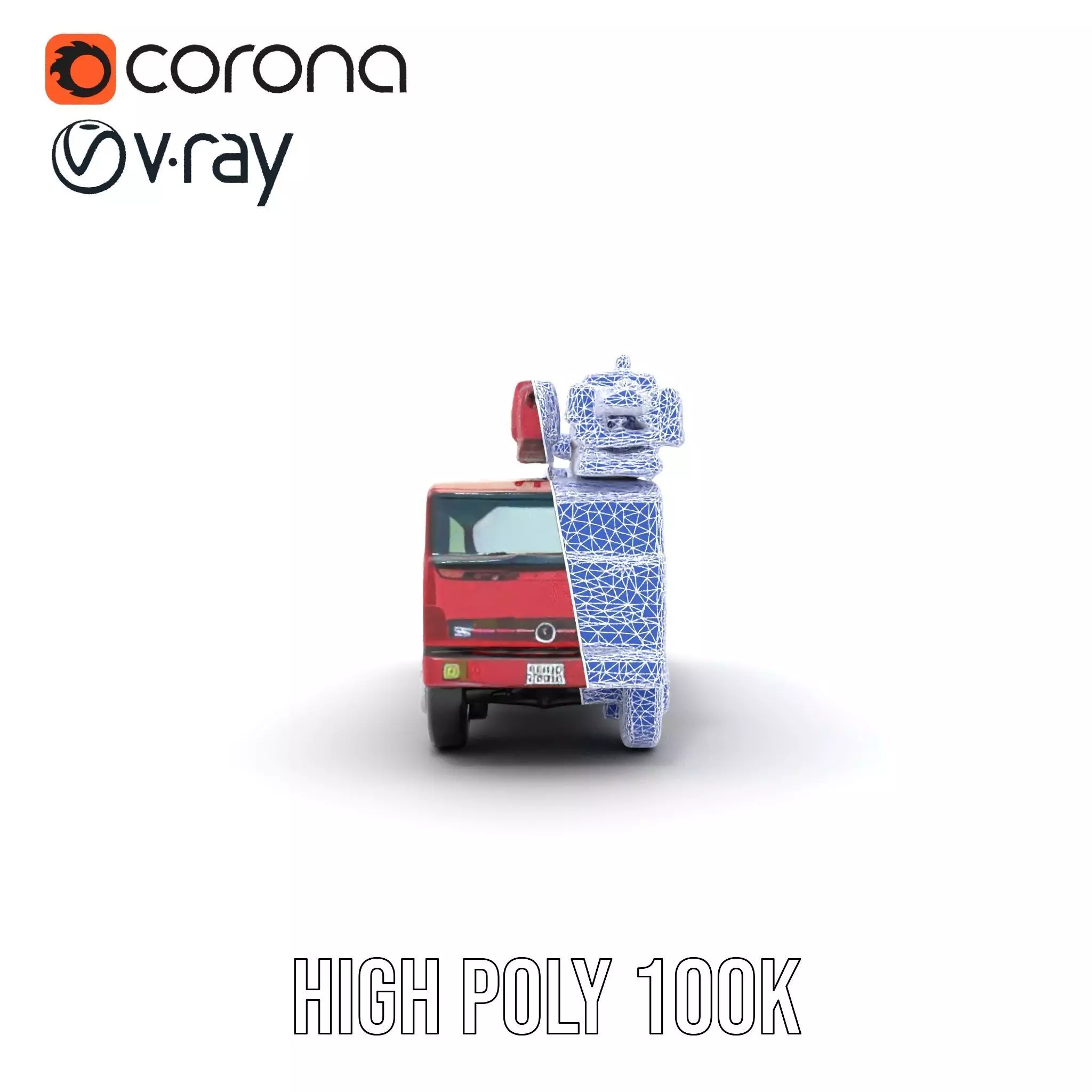 Red Crane Truck model pack Low-poly 3D model_31