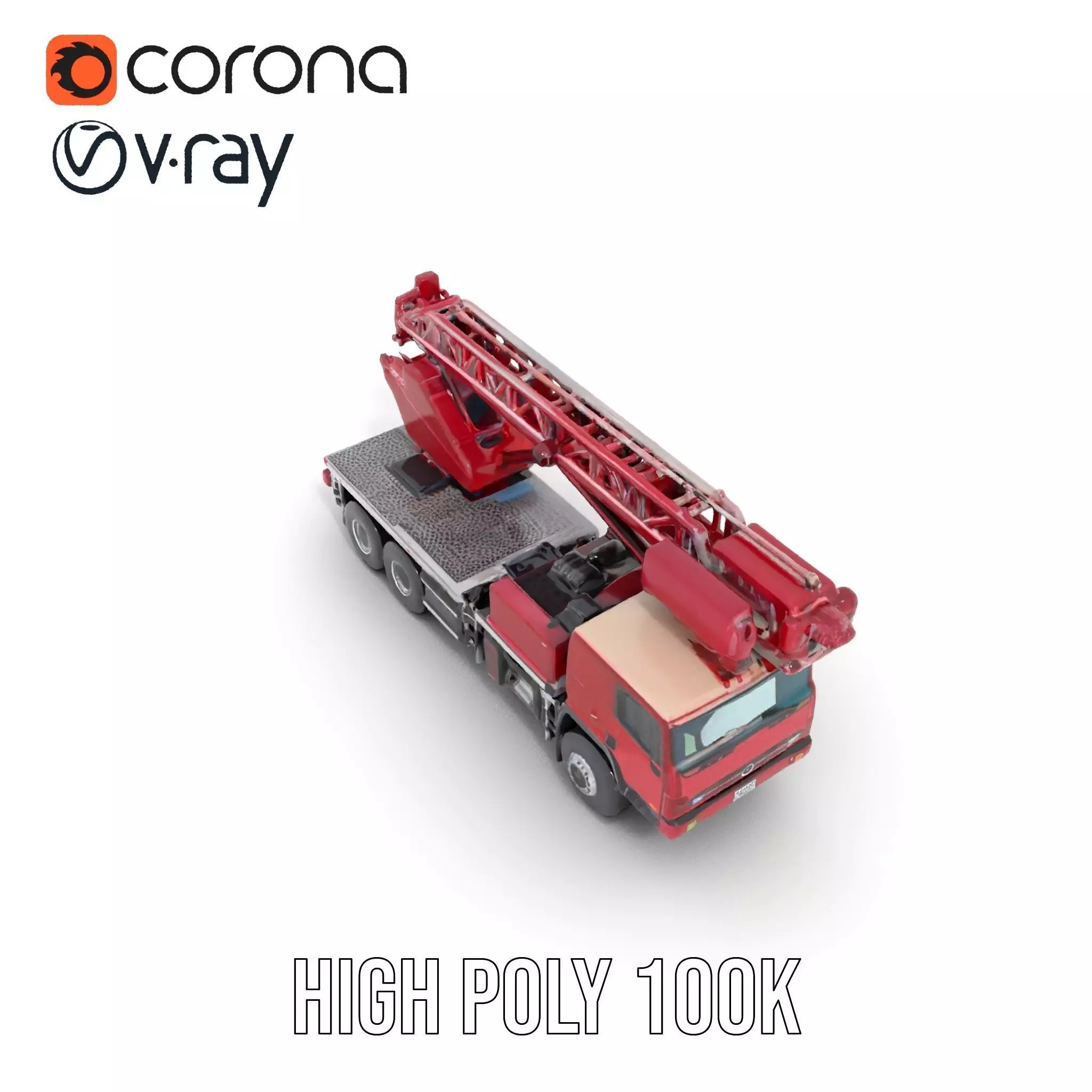 Red Crane Truck model pack Low-poly 3D model_13