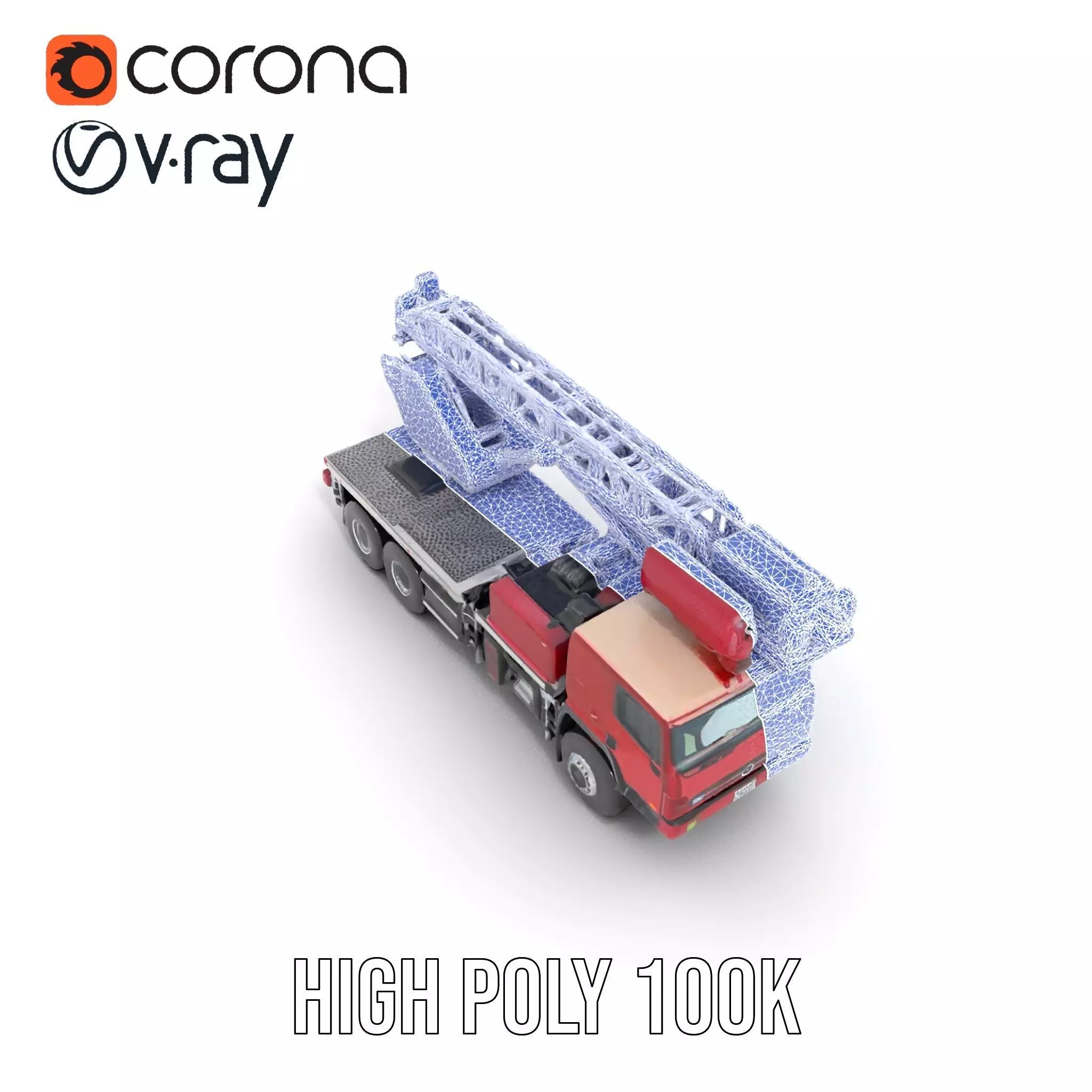 Red Crane Truck model pack Low-poly 3D model_28