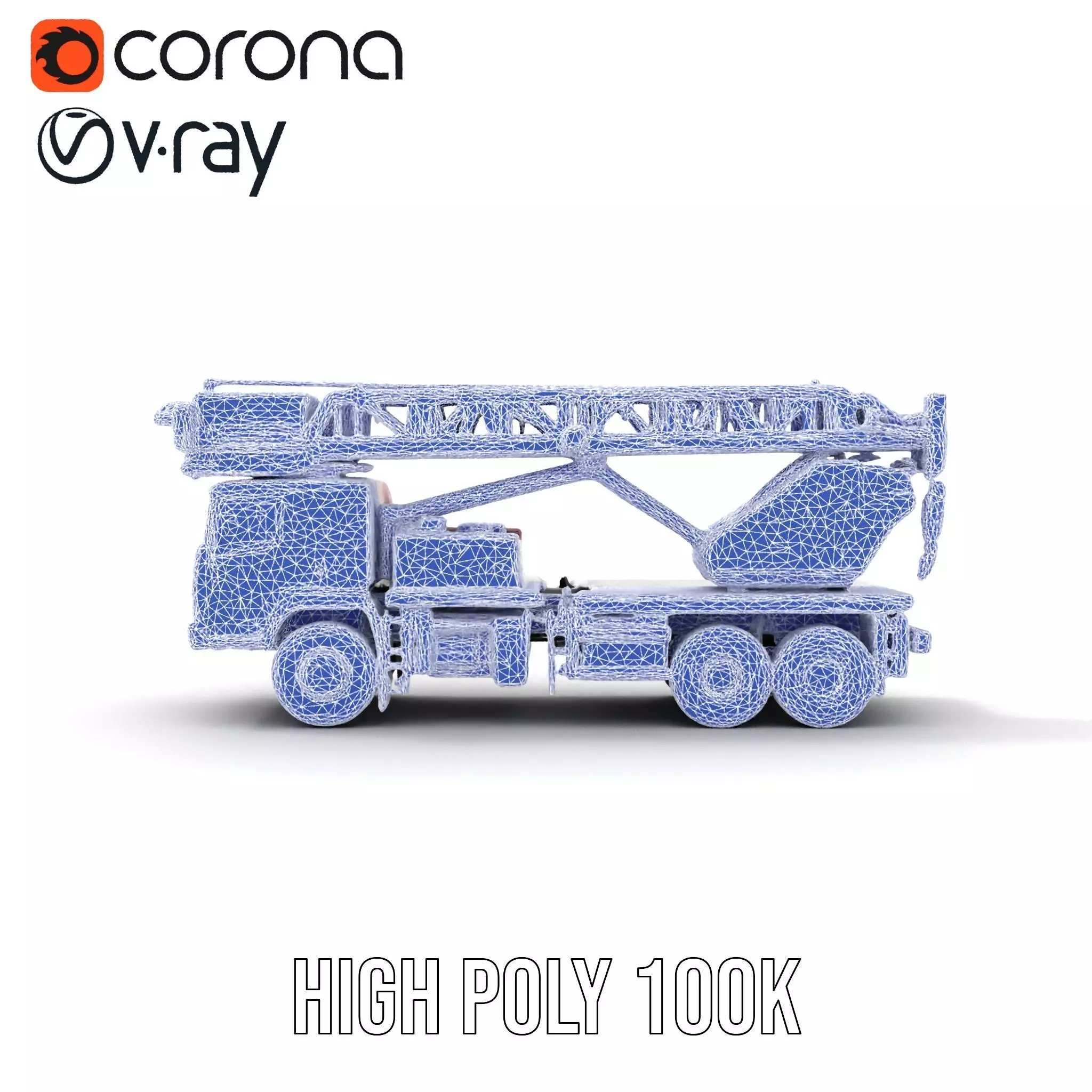 Red Crane Truck model pack Low-poly 3D model_26