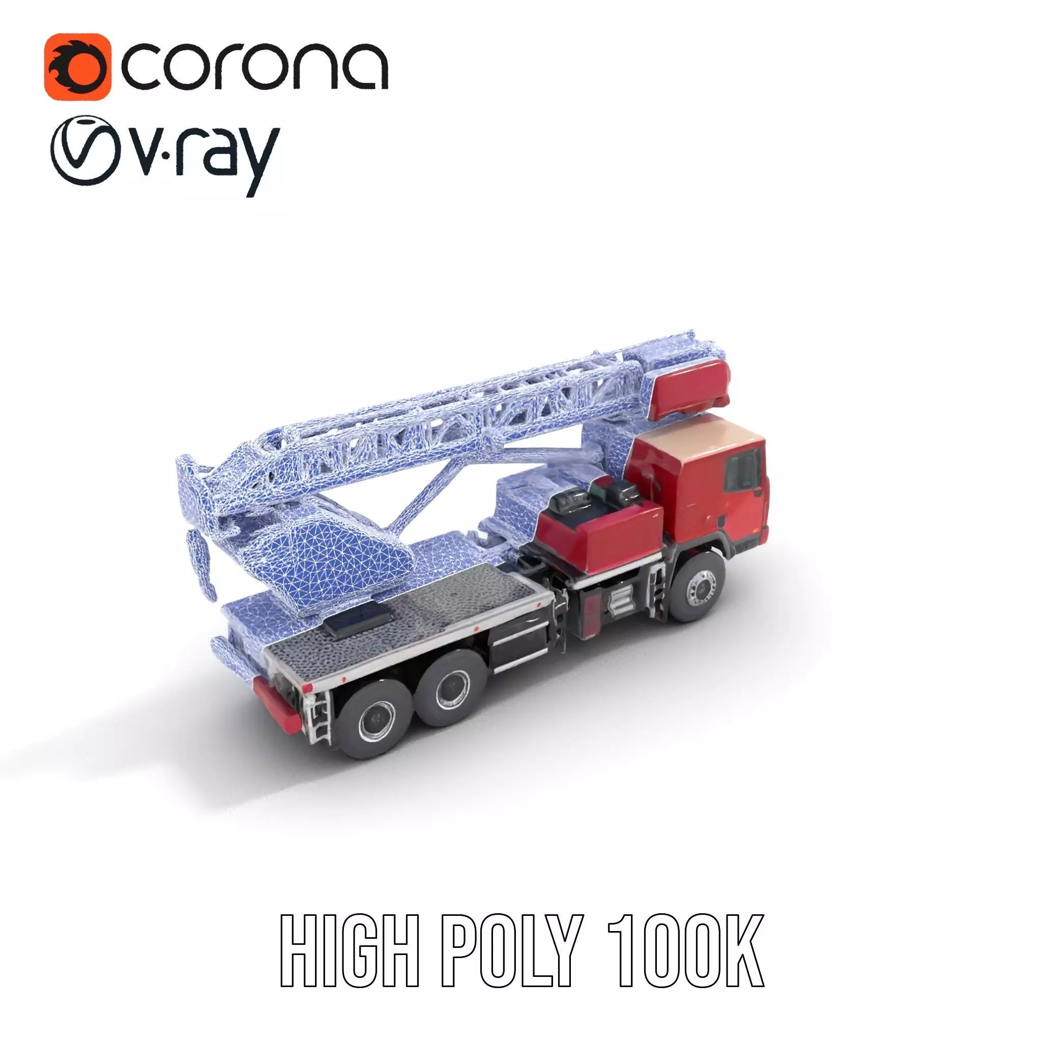 Red Crane Truck model pack Low-poly 3D model_22
