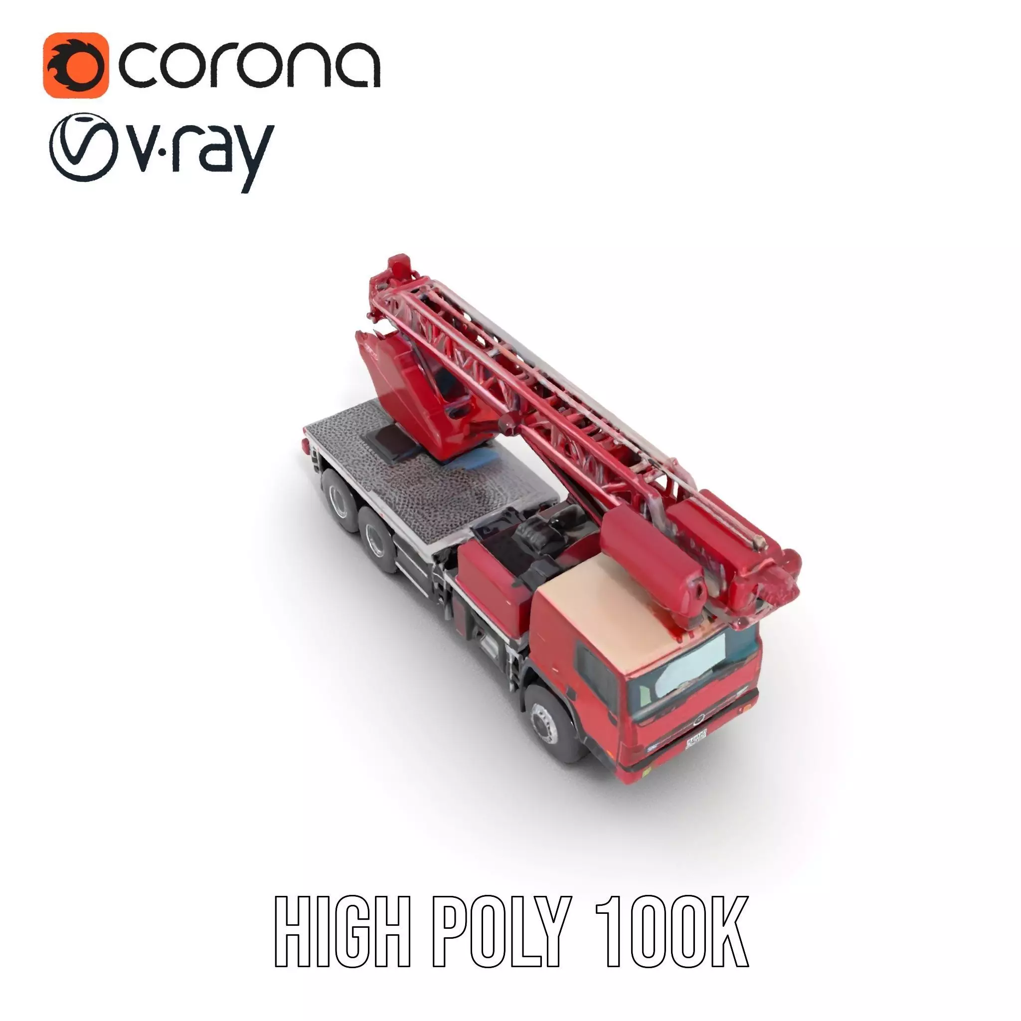 Red Crane Truck model pack Low-poly 3D model_14