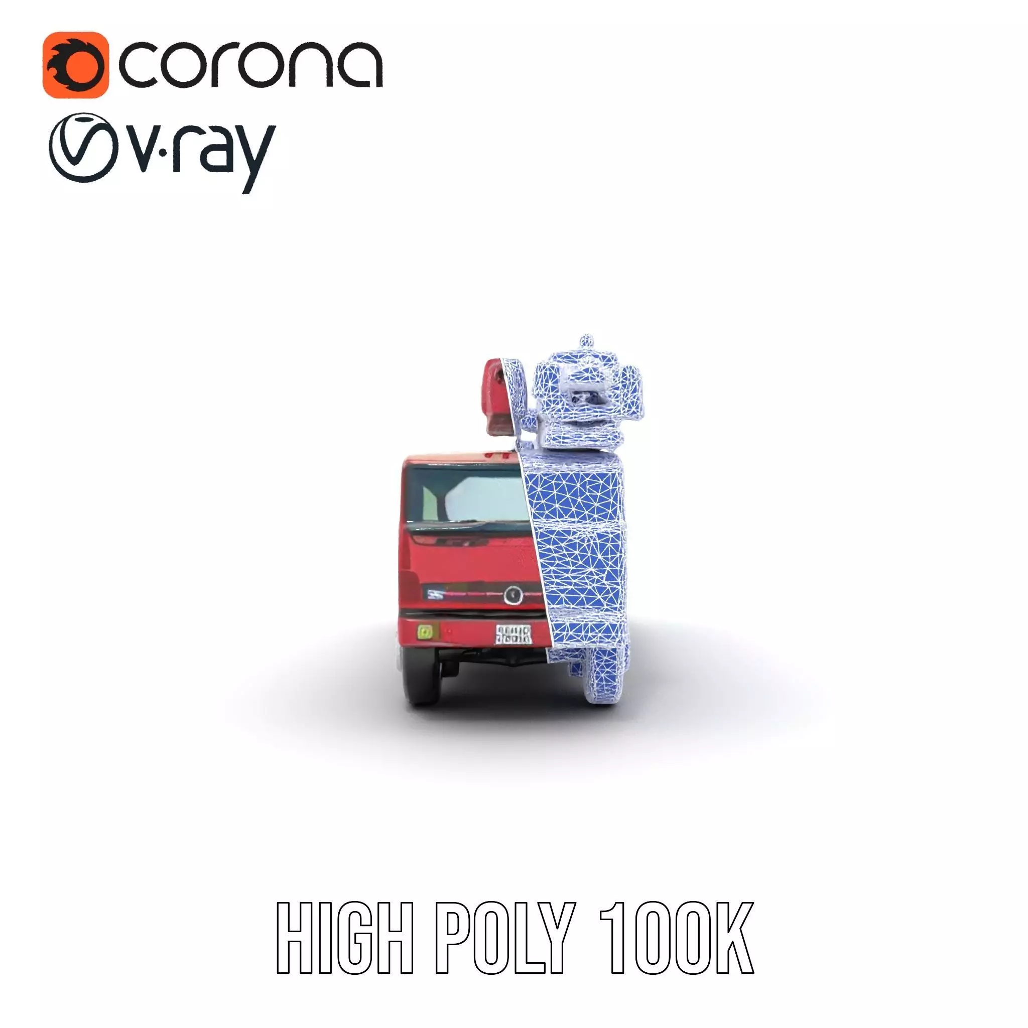 Red Crane Truck model pack Low-poly 3D model_30