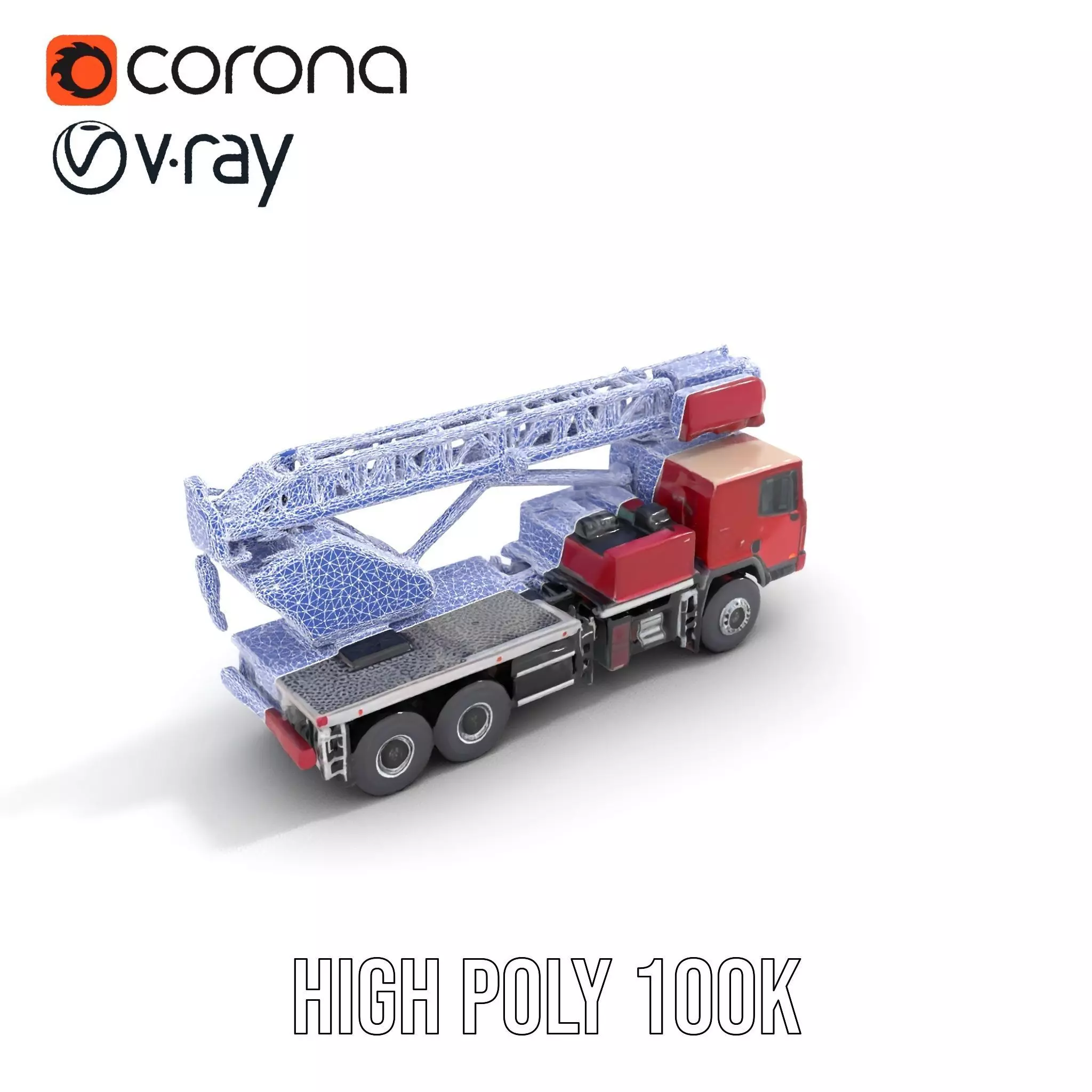 Red Crane Truck model pack Low-poly 3D model_32