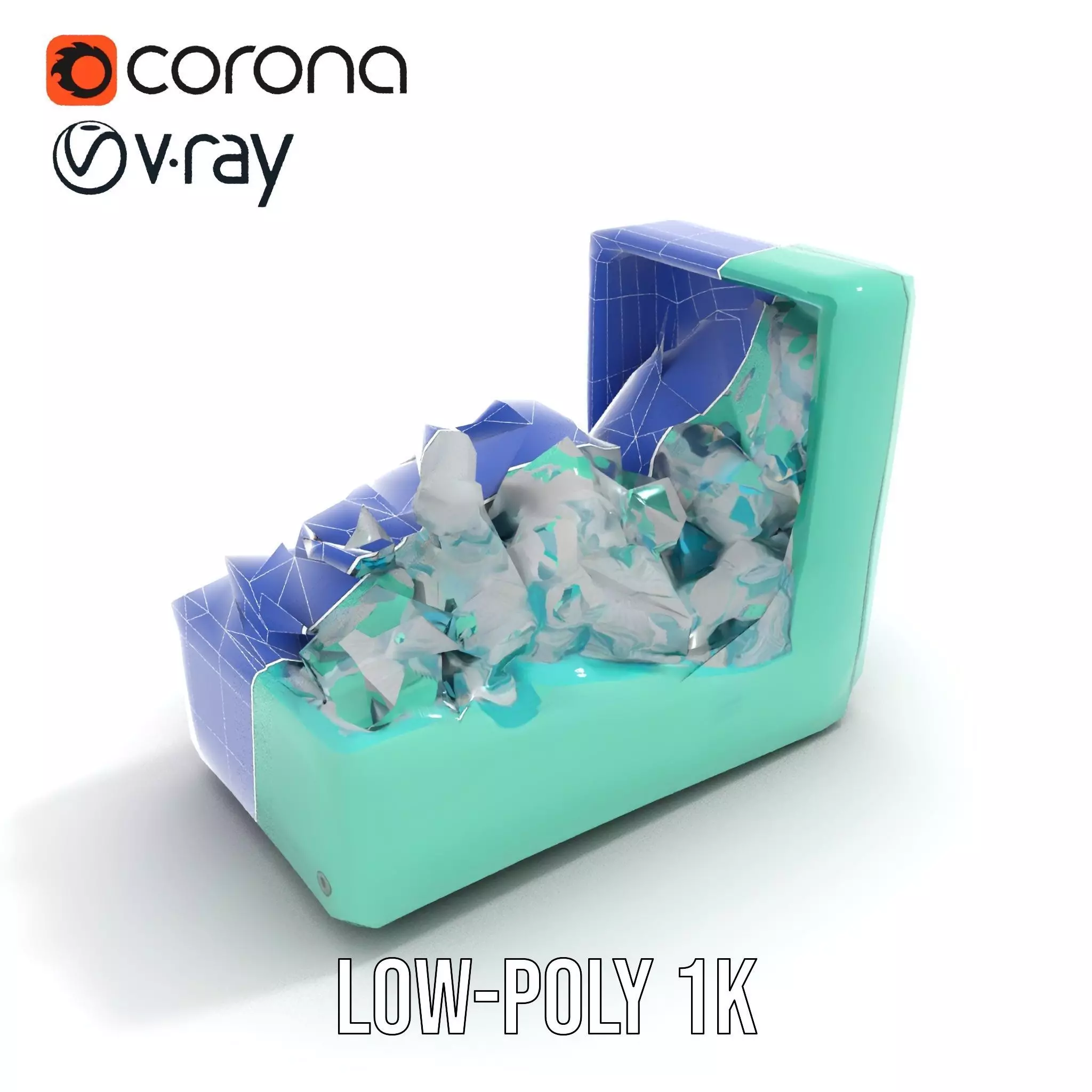 Turquoise Metal Stapler model pack Low-poly 3D model_23