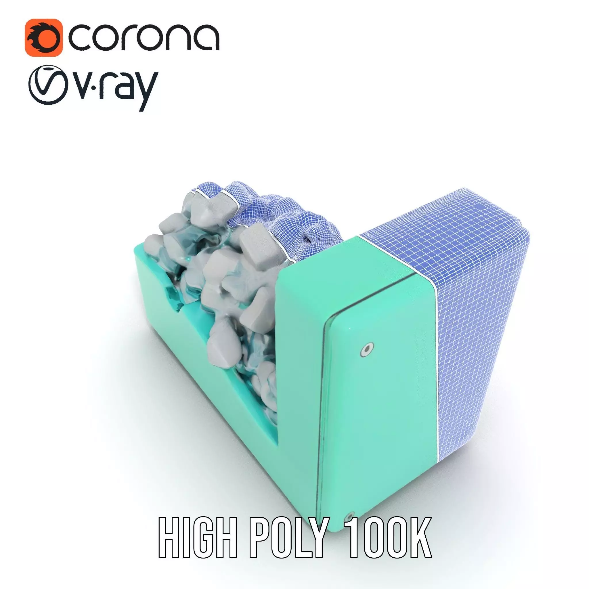 Turquoise Metal Stapler model pack Low-poly 3D model_27