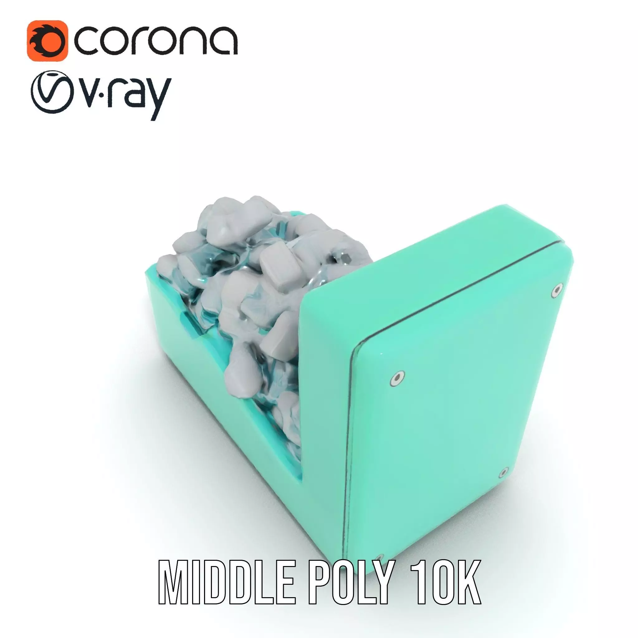 Turquoise Metal Stapler model pack Low-poly 3D model_7