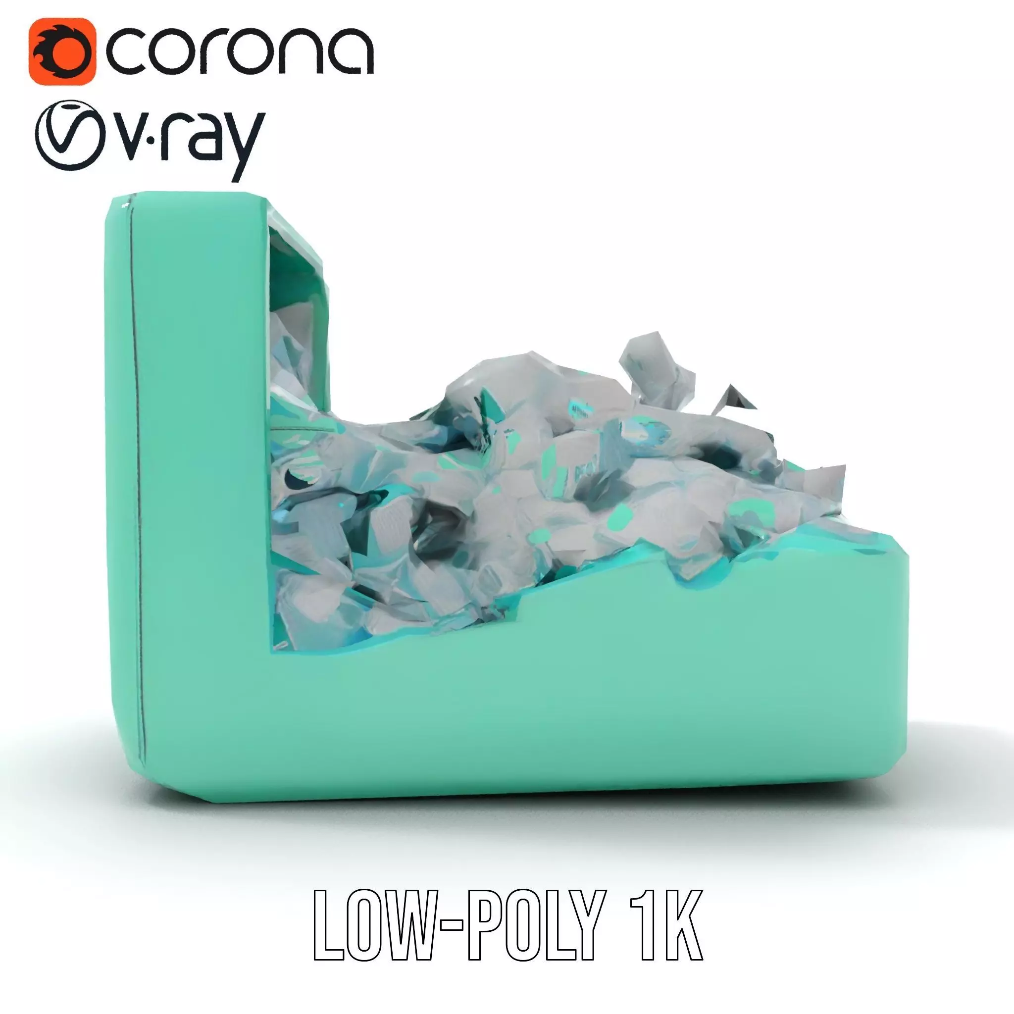 Turquoise Metal Stapler model pack Low-poly 3D model_10