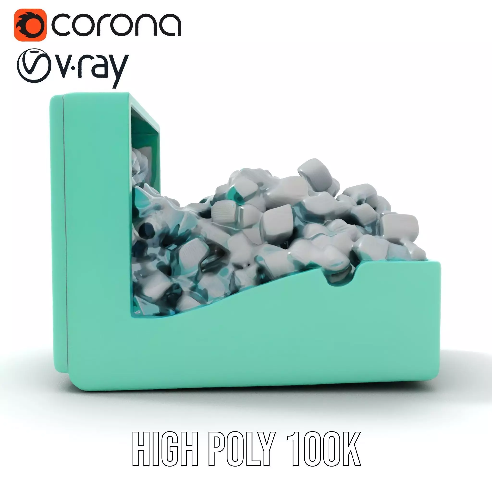 Turquoise Metal Stapler model pack Low-poly 3D model_24