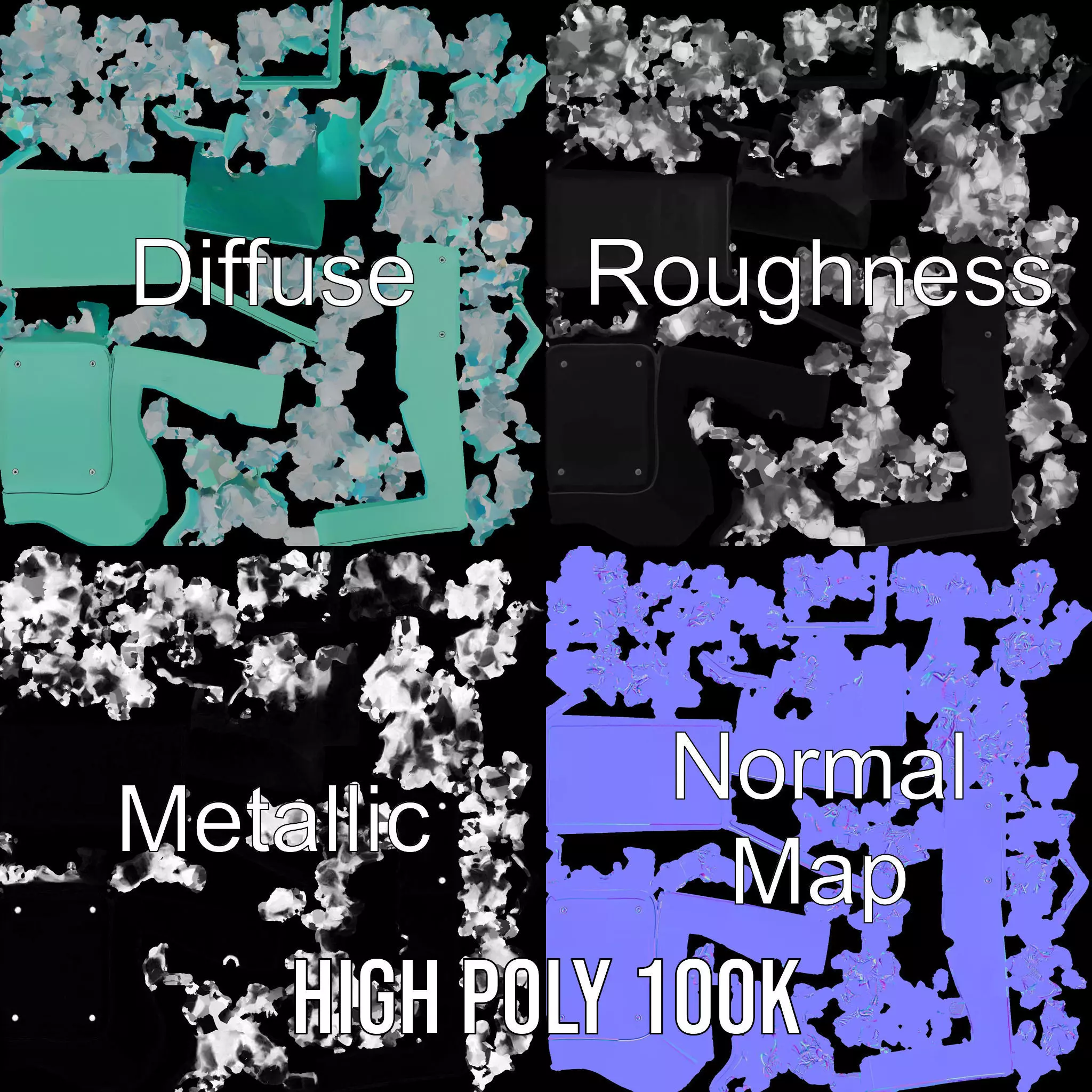 Turquoise Metal Stapler model pack Low-poly 3D model_4