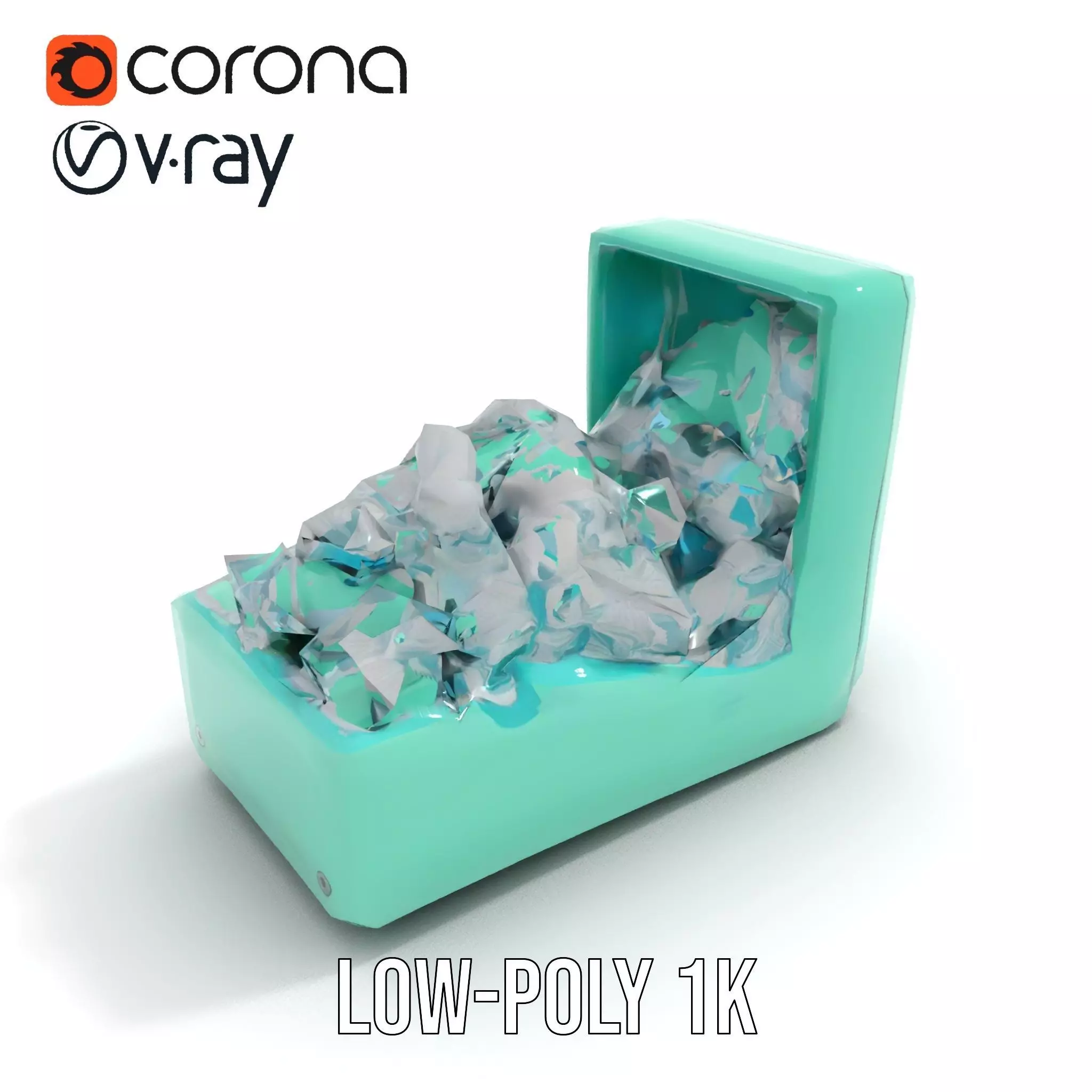 Turquoise Metal Stapler model pack Low-poly 3D model_13