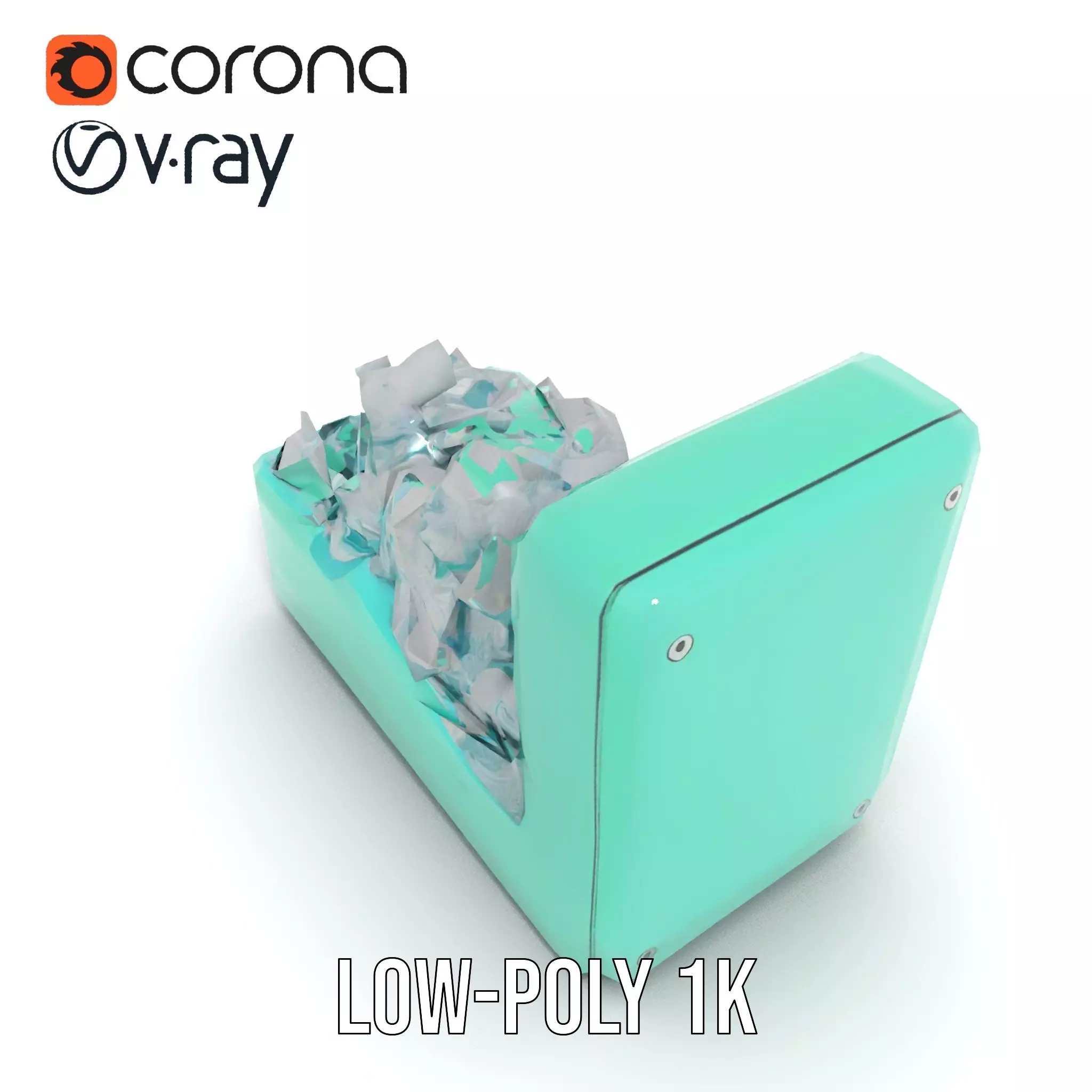 Turquoise Metal Stapler model pack Low-poly 3D model_8