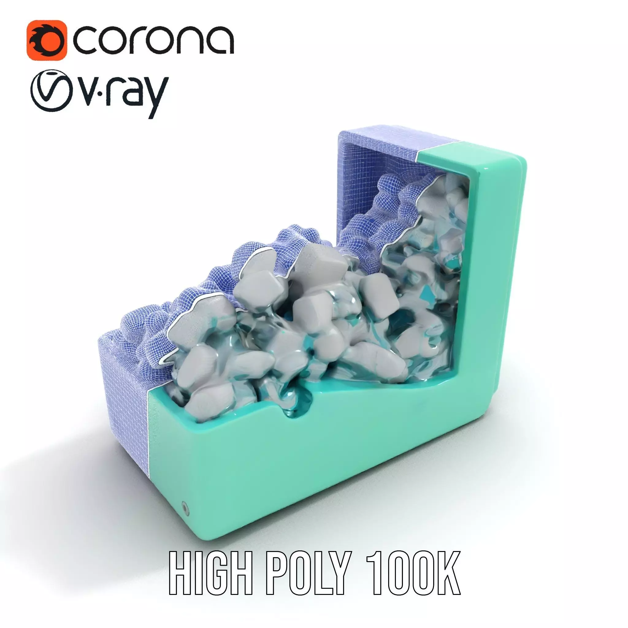 Turquoise Metal Stapler model pack Low-poly 3D model_33