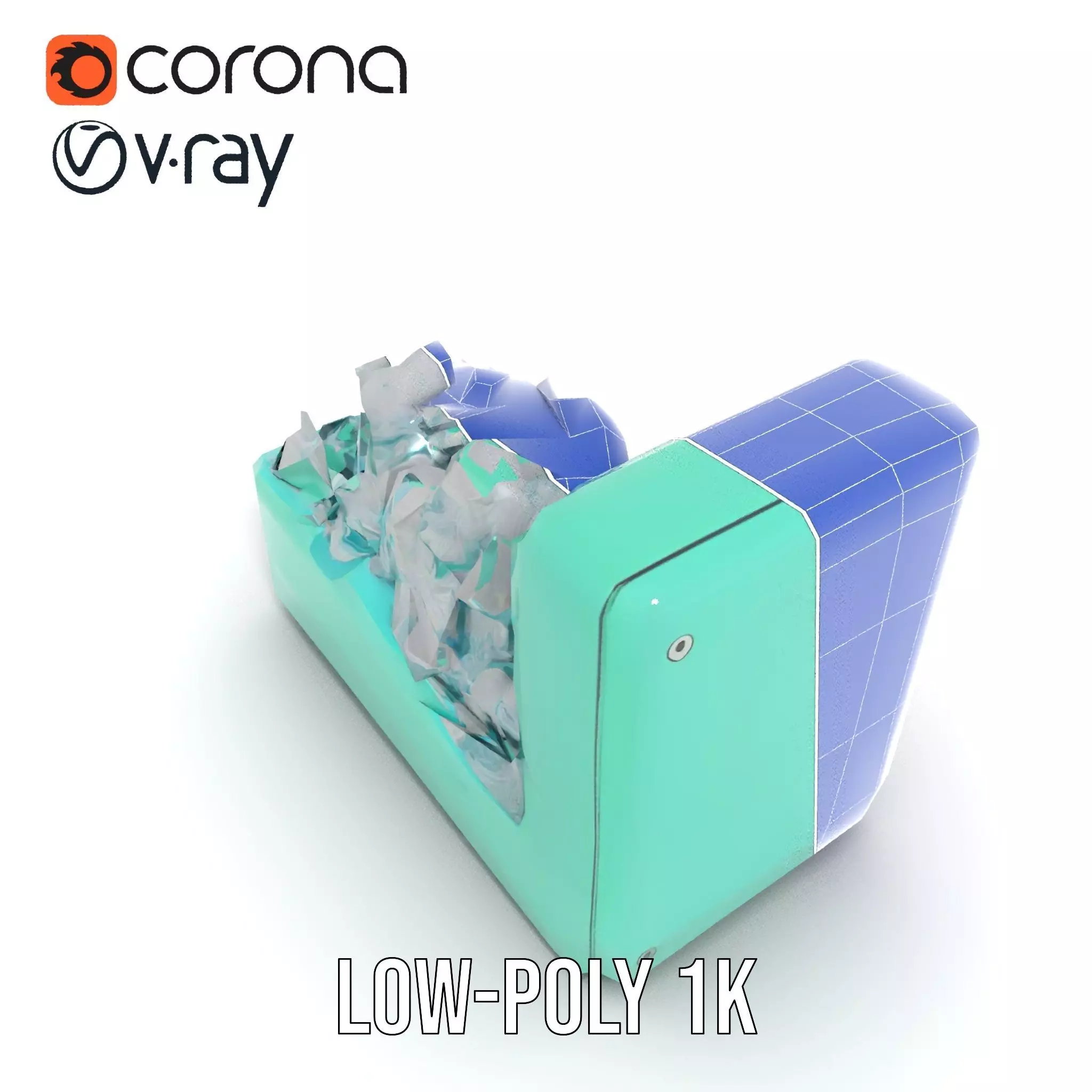 Turquoise Metal Stapler model pack Low-poly 3D model_31