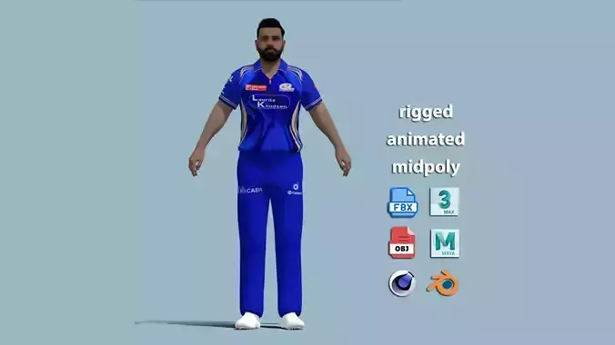 A-Pose Rigged Rohit Sharma 2025